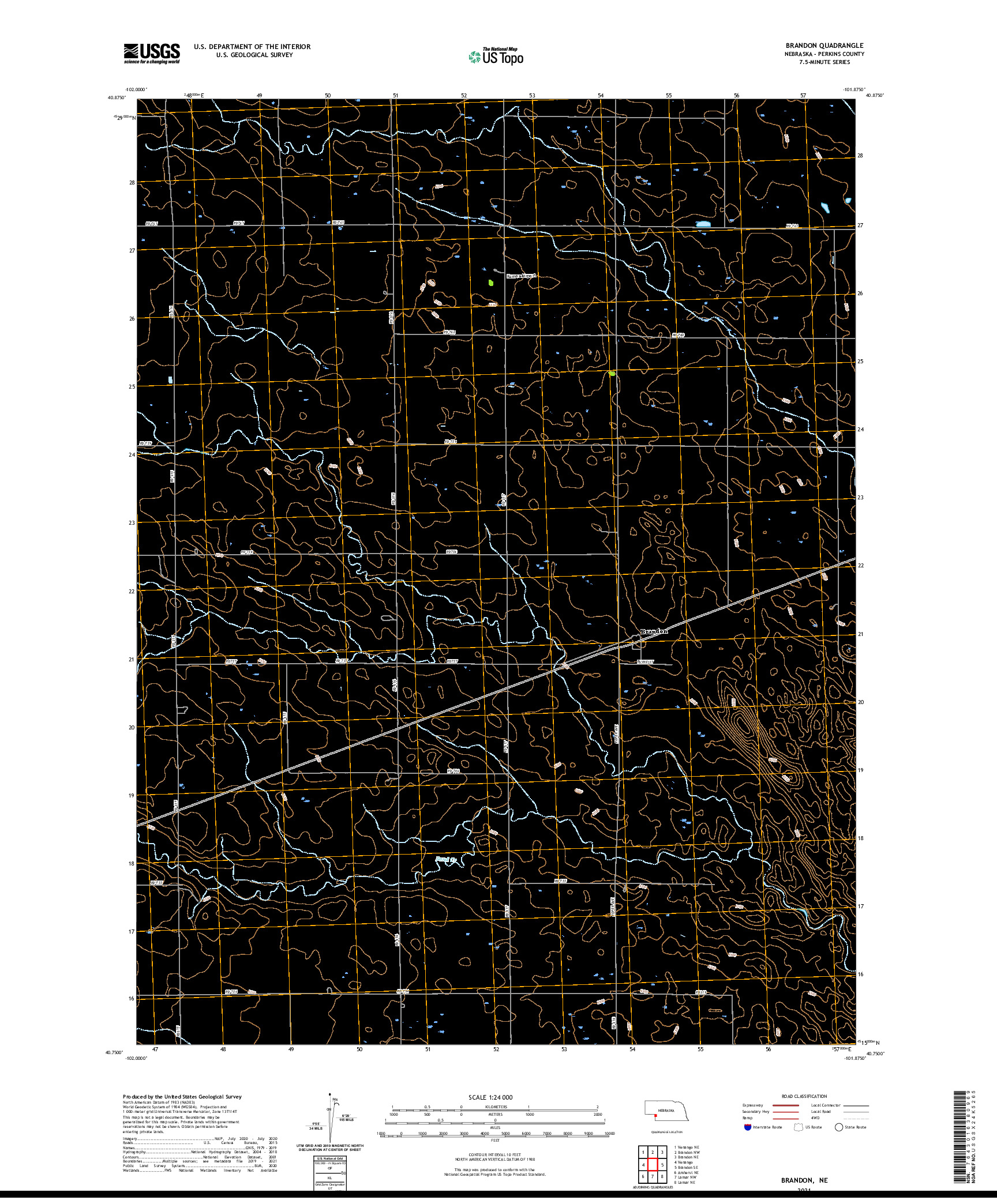 USGS US TOPO 7.5-MINUTE MAP FOR BRANDON, NE 2021