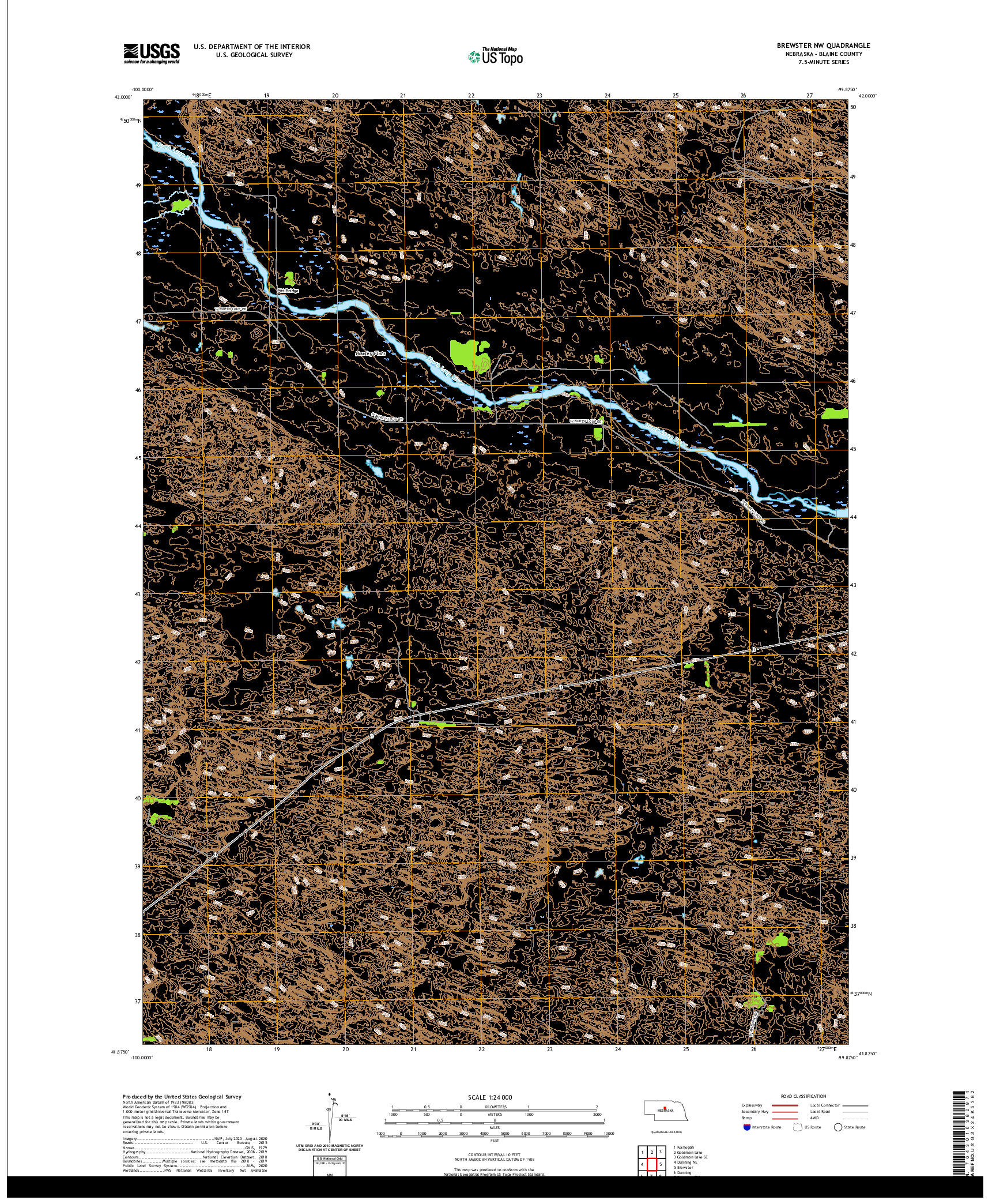 USGS US TOPO 7.5-MINUTE MAP FOR BREWSTER NW, NE 2021