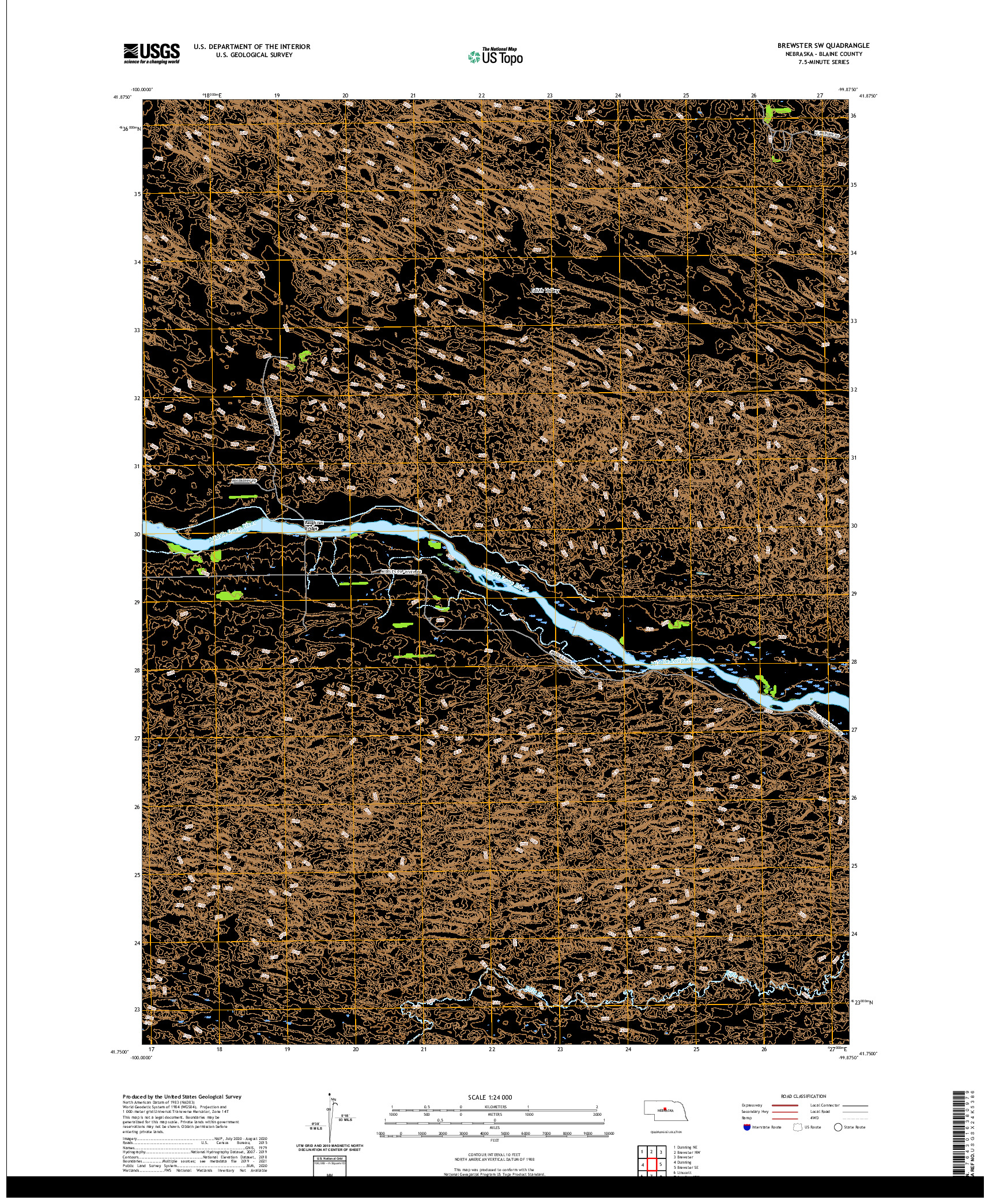 USGS US TOPO 7.5-MINUTE MAP FOR BREWSTER SW, NE 2021