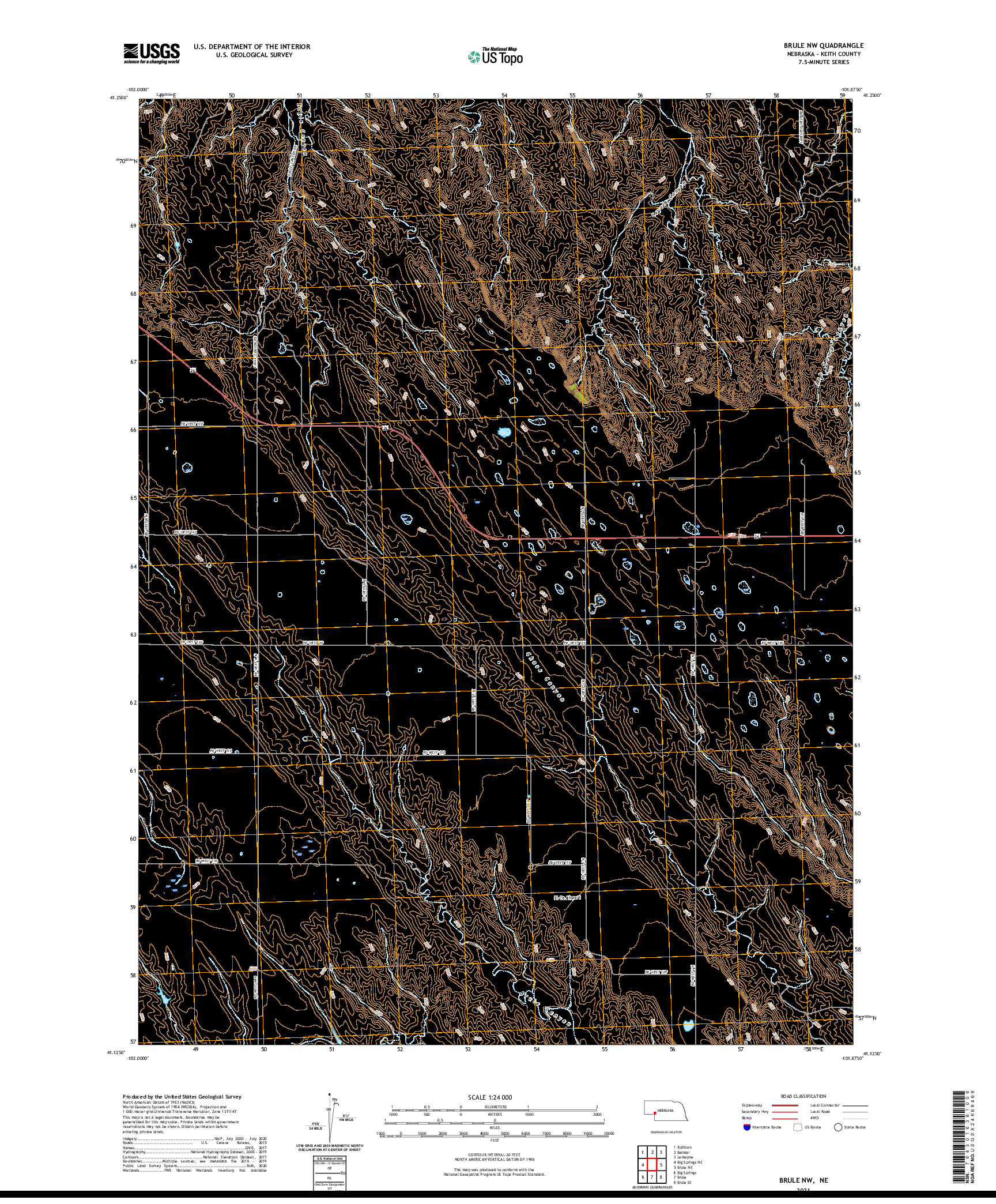 USGS US TOPO 7.5-MINUTE MAP FOR BRULE NW, NE 2021