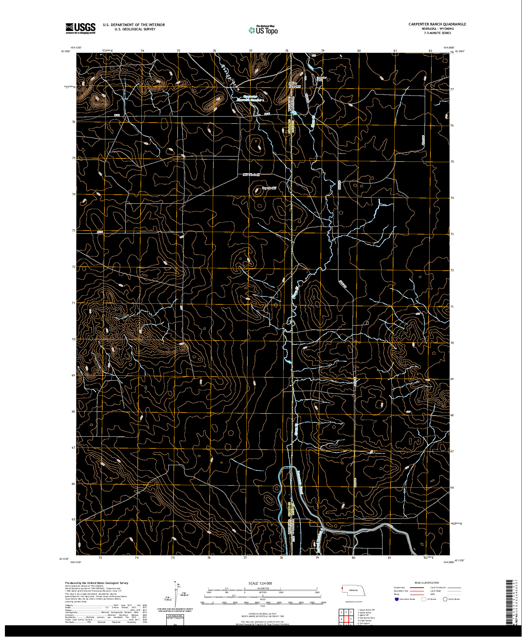 USGS US TOPO 7.5-MINUTE MAP FOR CARPENTER RANCH, NE,WY 2021