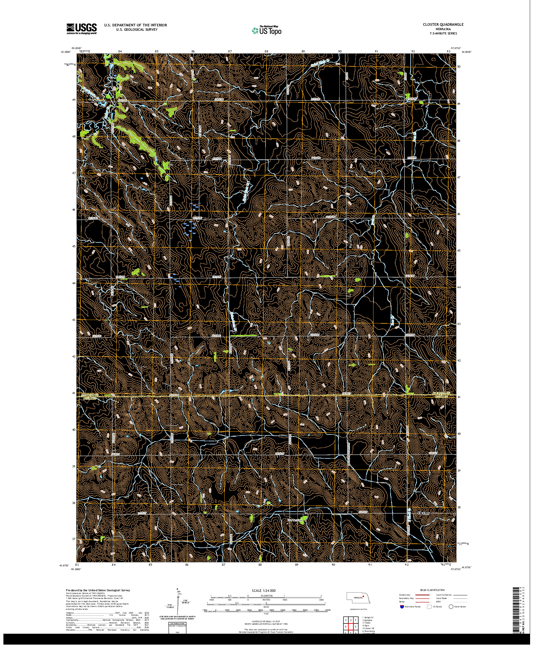 USGS US TOPO 7.5-MINUTE MAP FOR CLOSTER, NE 2021