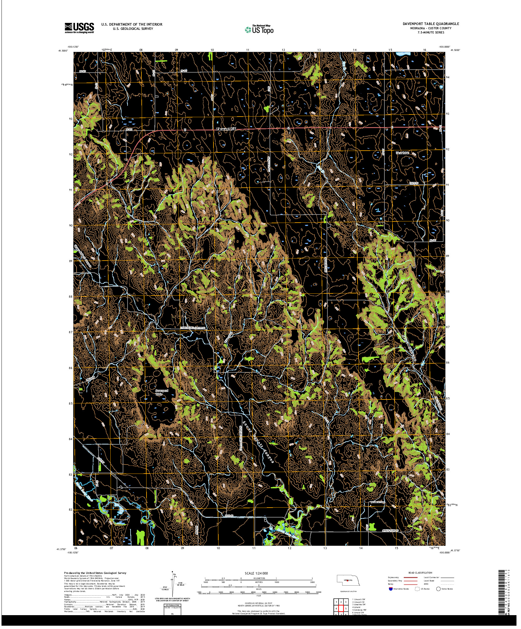 USGS US TOPO 7.5-MINUTE MAP FOR DAVENPORT TABLE, NE 2021