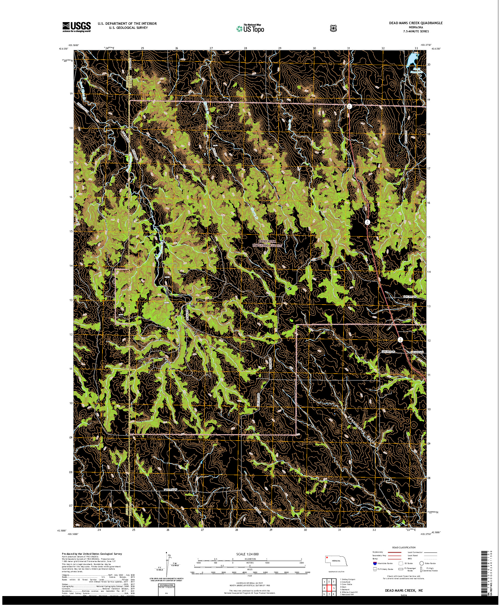 USGS US TOPO 7.5-MINUTE MAP FOR DEAD MANS CREEK, NE 2021