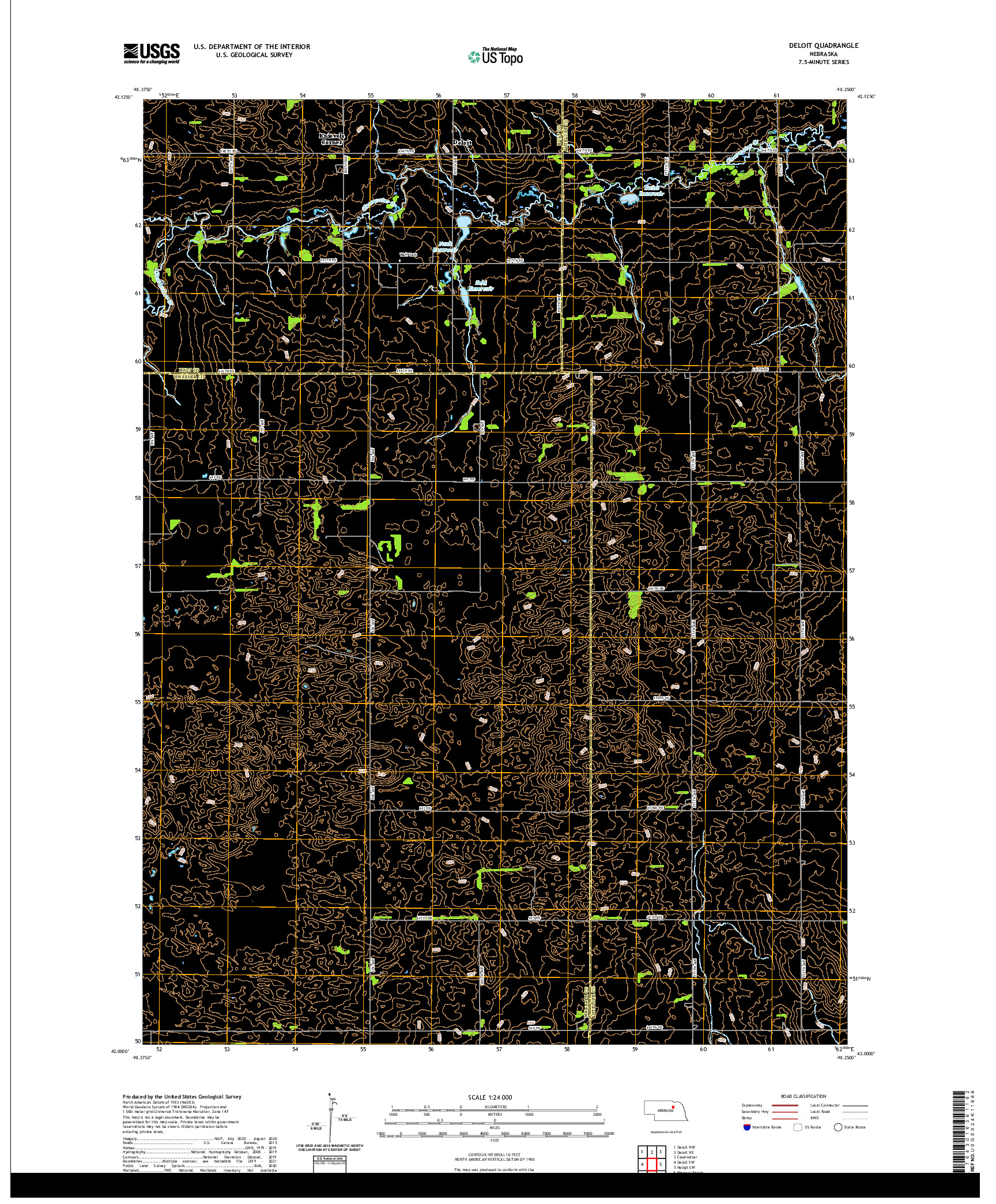 USGS US TOPO 7.5-MINUTE MAP FOR DELOIT, NE 2021