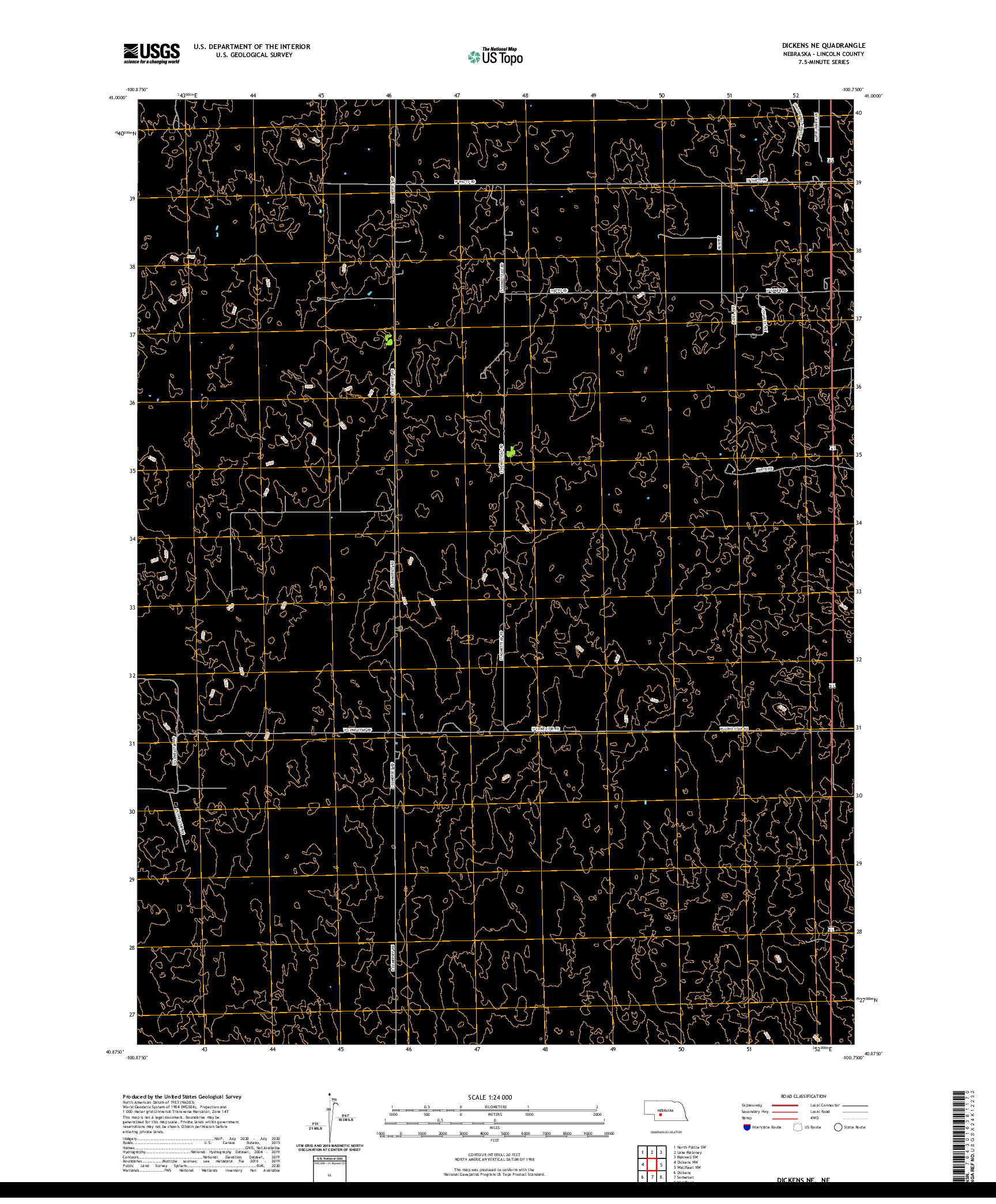 USGS US TOPO 7.5-MINUTE MAP FOR DICKENS NE, NE 2021