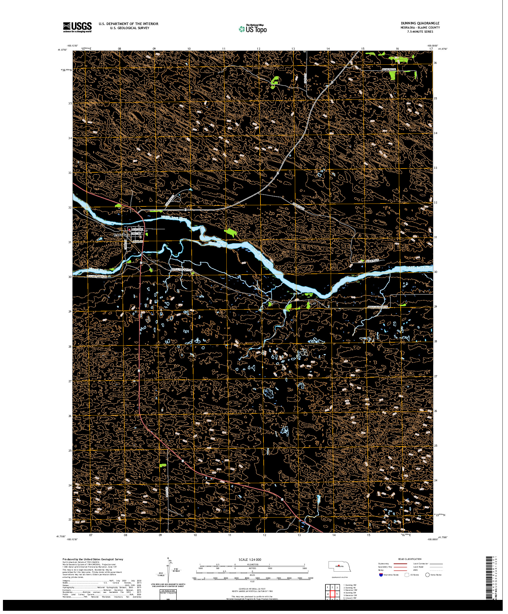 USGS US TOPO 7.5-MINUTE MAP FOR DUNNING, NE 2021