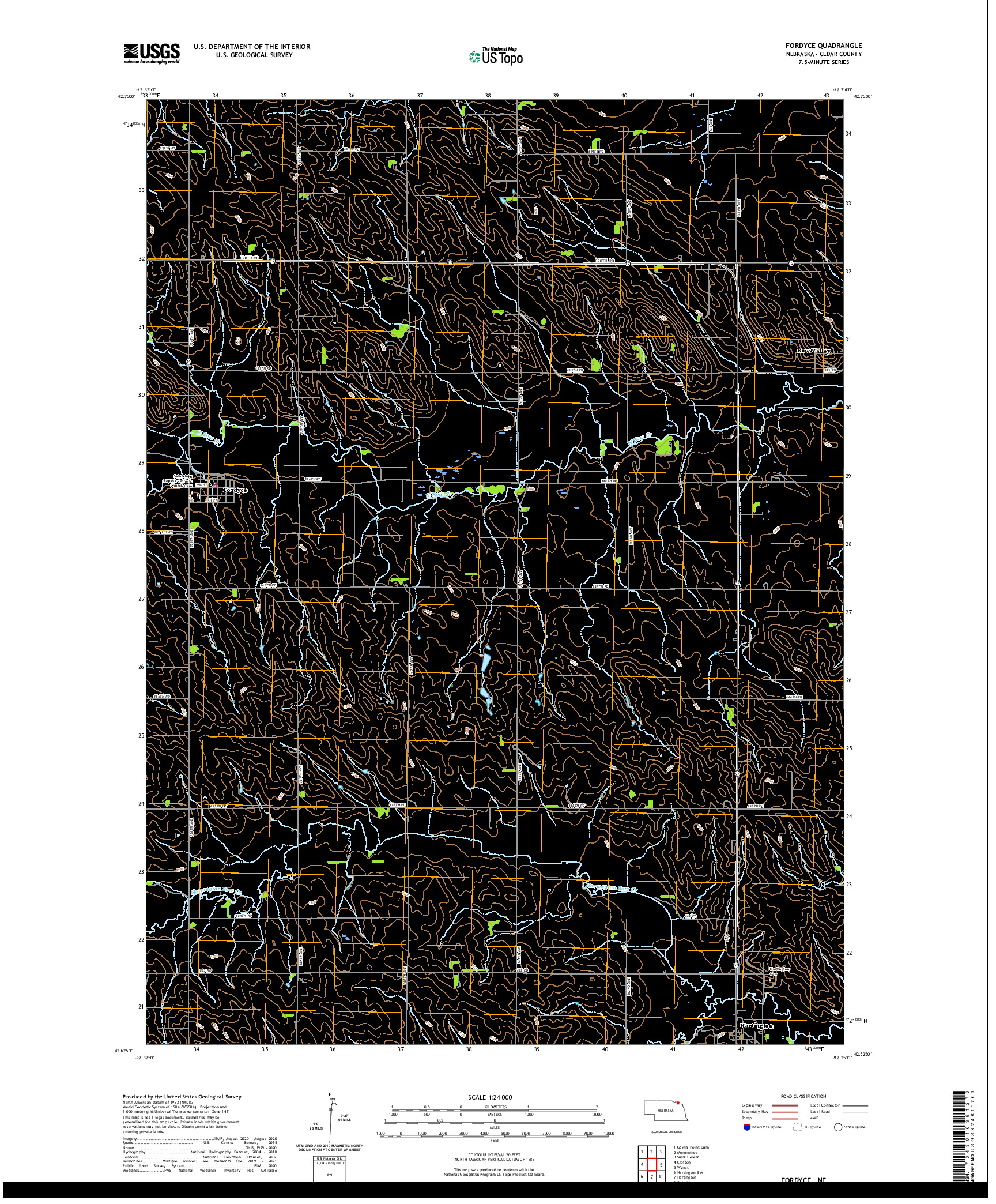 USGS US TOPO 7.5-MINUTE MAP FOR FORDYCE, NE 2021