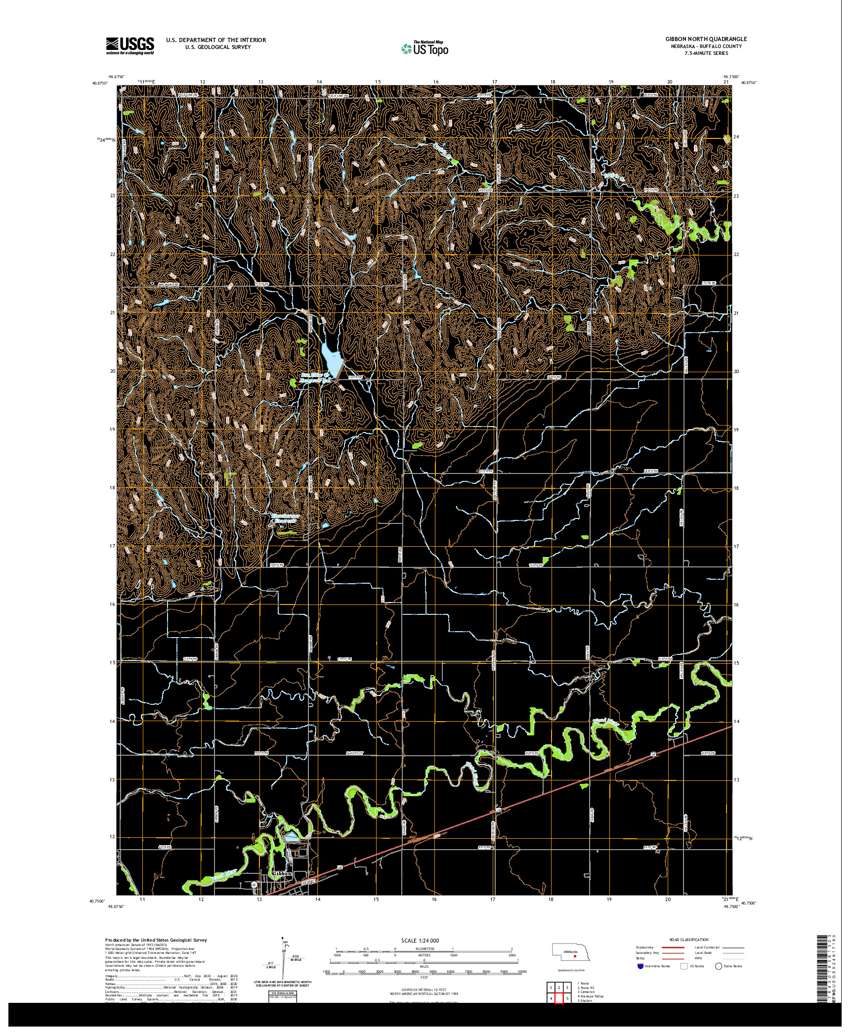 USGS US TOPO 7.5-MINUTE MAP FOR GIBBON NORTH, NE 2021