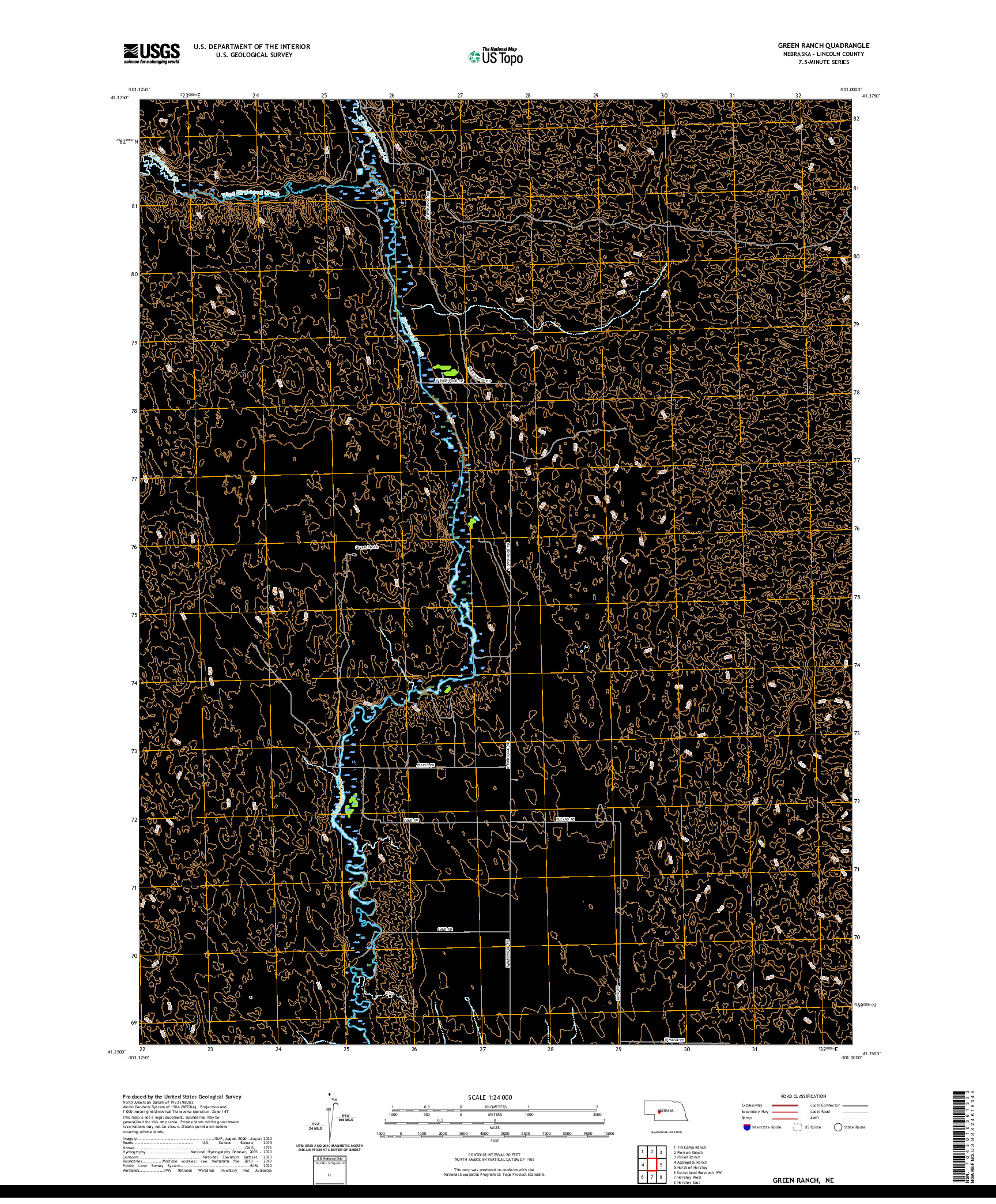 USGS US TOPO 7.5-MINUTE MAP FOR GREEN RANCH, NE 2021