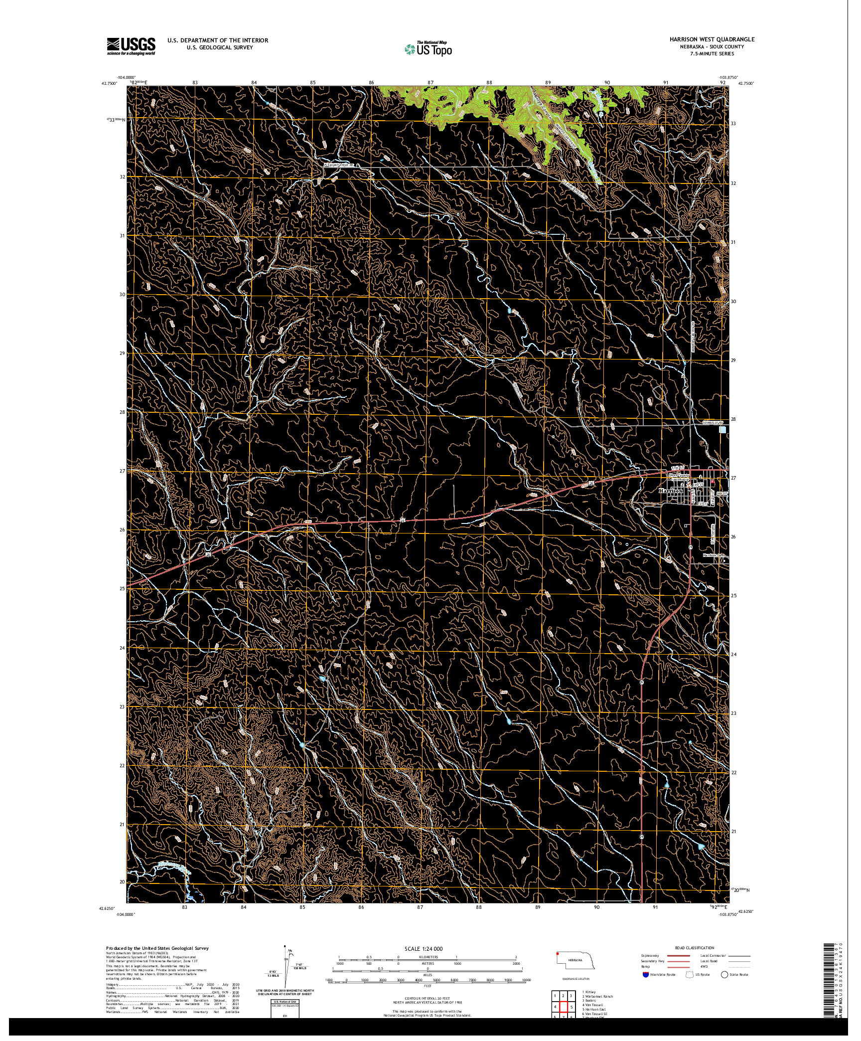 USGS US TOPO 7.5-MINUTE MAP FOR HARRISON WEST, NE 2021