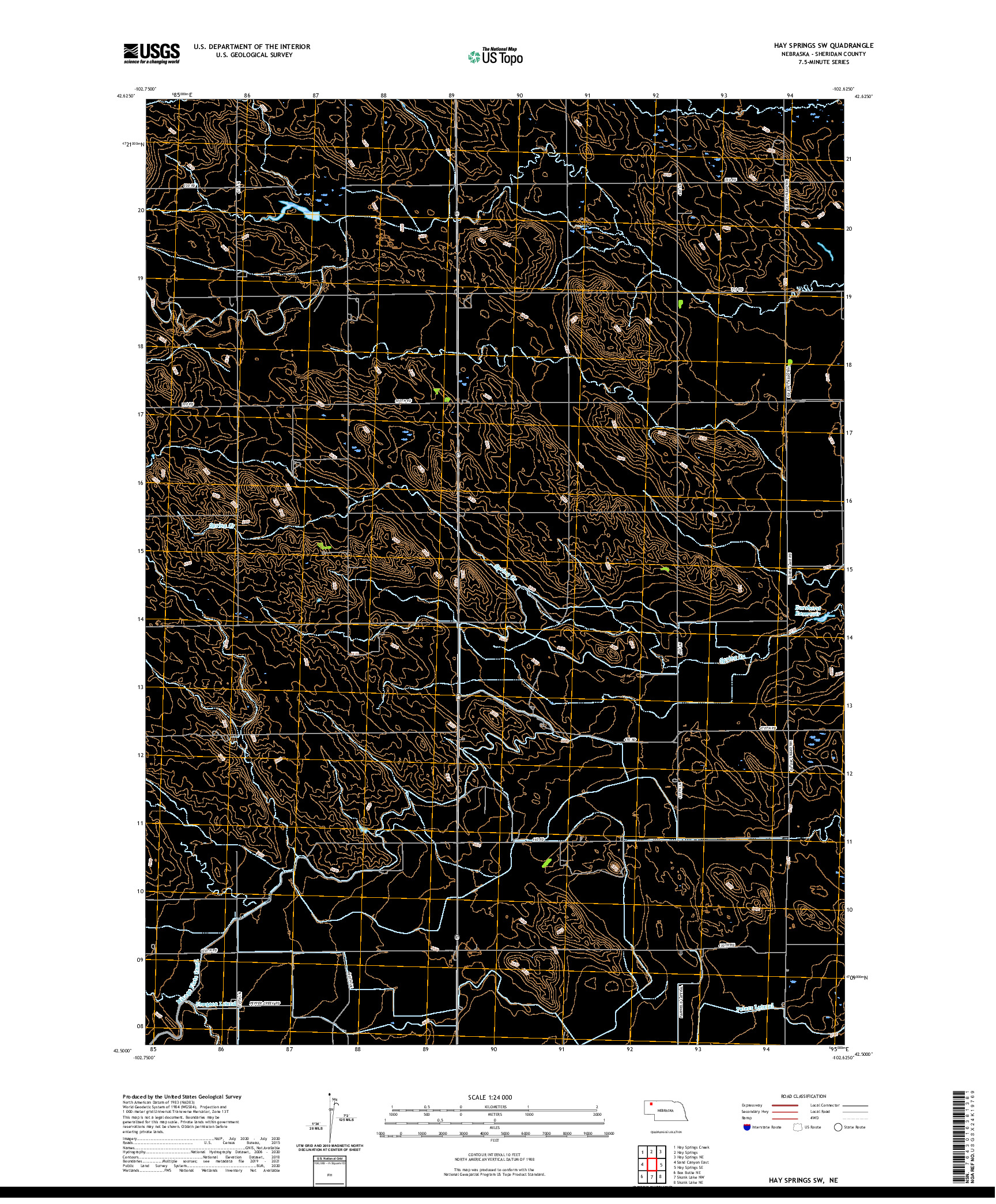 USGS US TOPO 7.5-MINUTE MAP FOR HAY SPRINGS SW, NE 2021