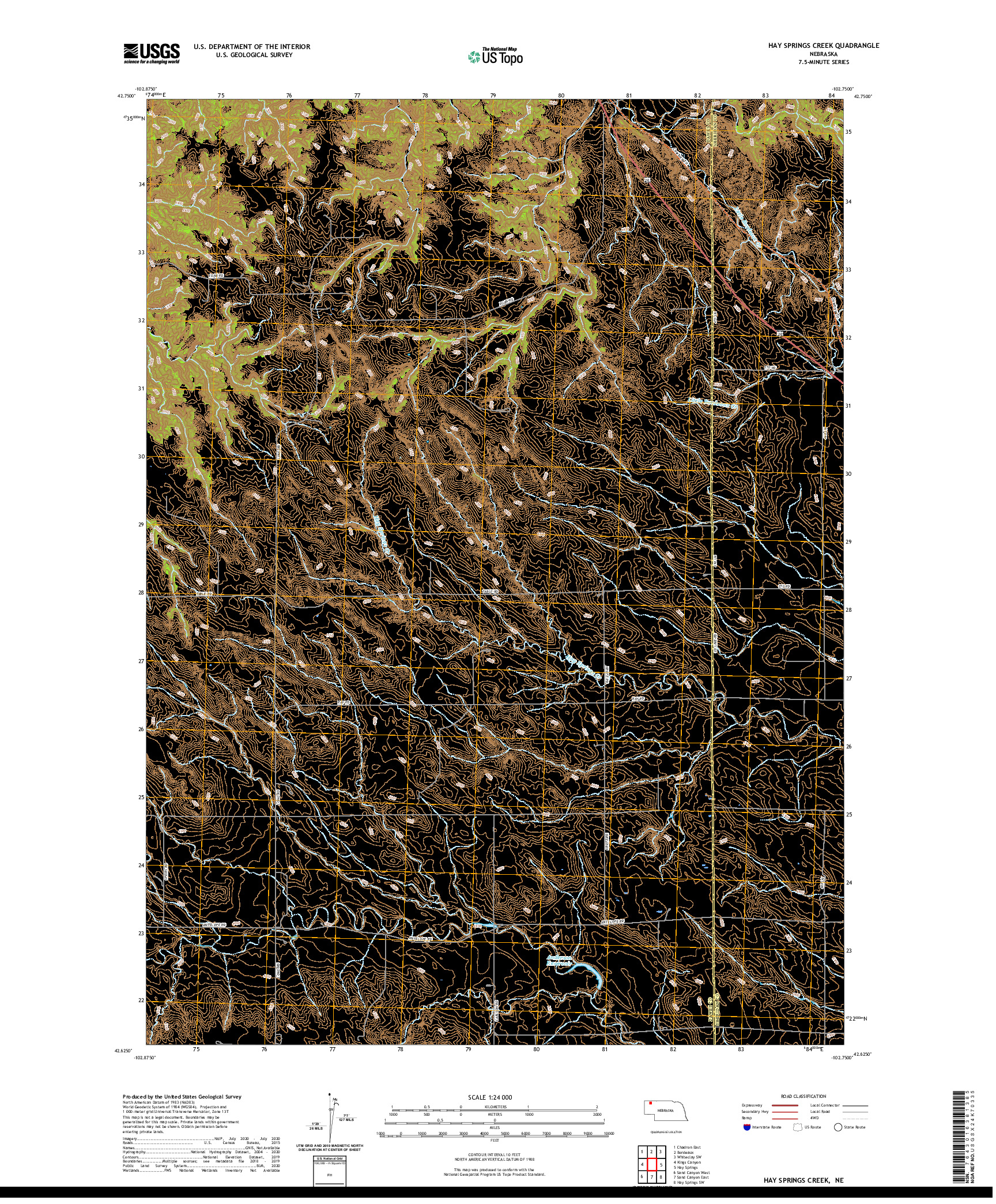 USGS US TOPO 7.5-MINUTE MAP FOR HAY SPRINGS CREEK, NE 2021