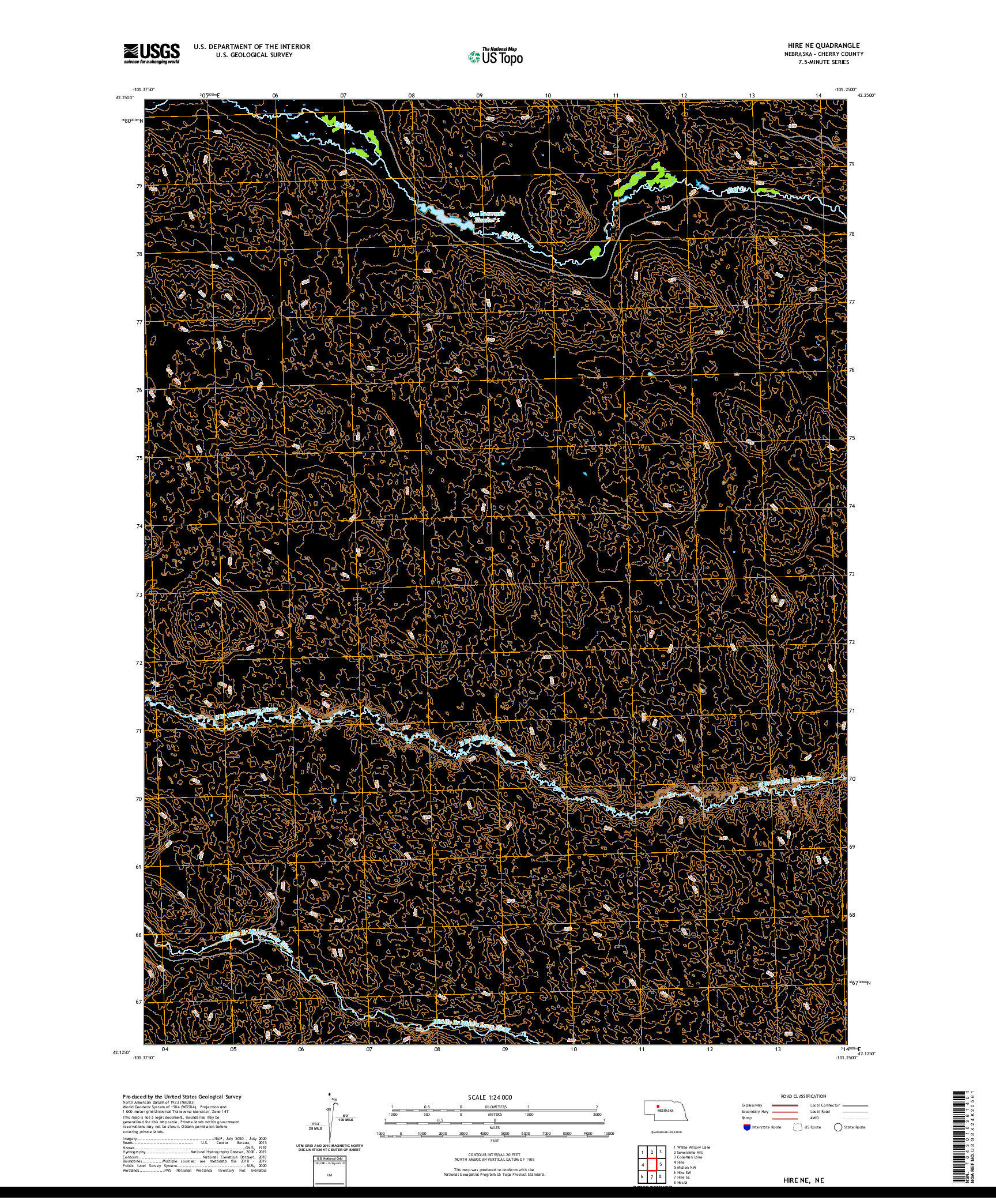 USGS US TOPO 7.5-MINUTE MAP FOR HIRE NE, NE 2021