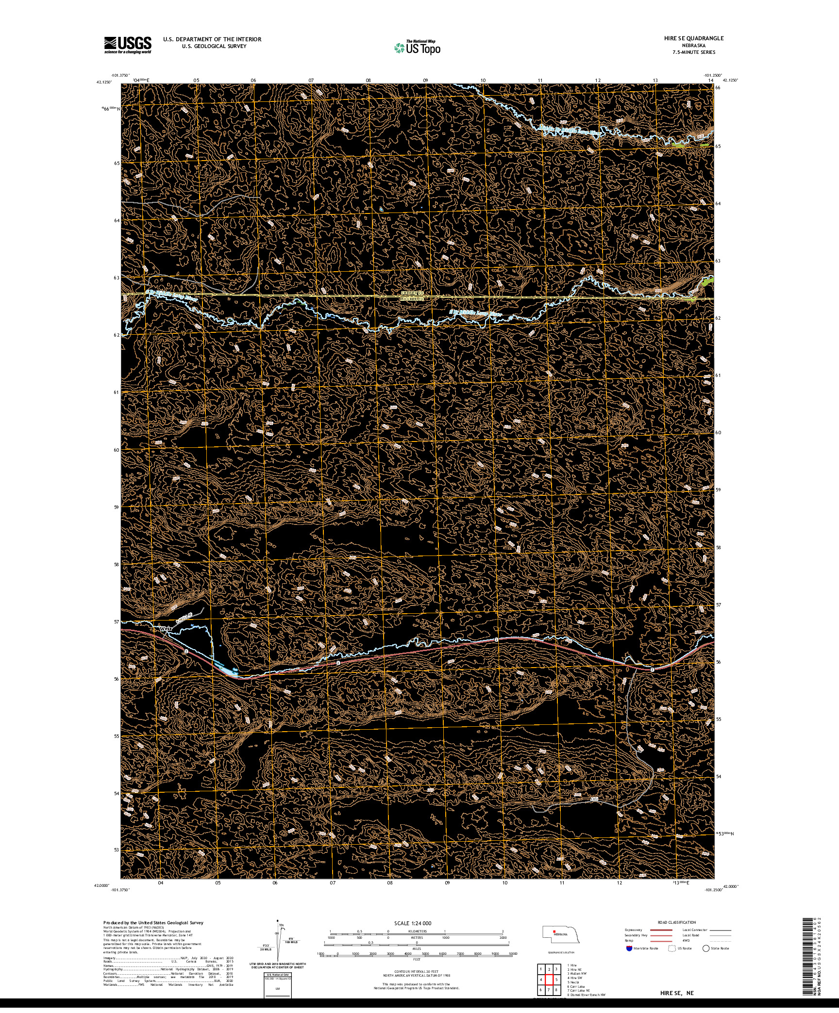 USGS US TOPO 7.5-MINUTE MAP FOR HIRE SE, NE 2021