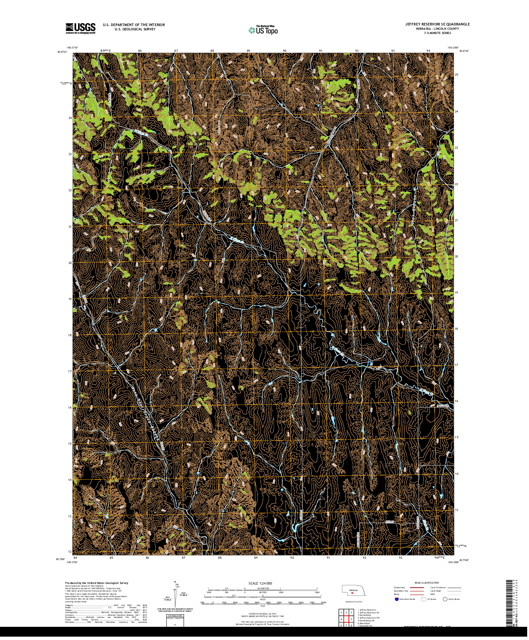 USGS US TOPO 7.5-MINUTE MAP FOR JEFFREY RESERVOIR SE, NE 2021