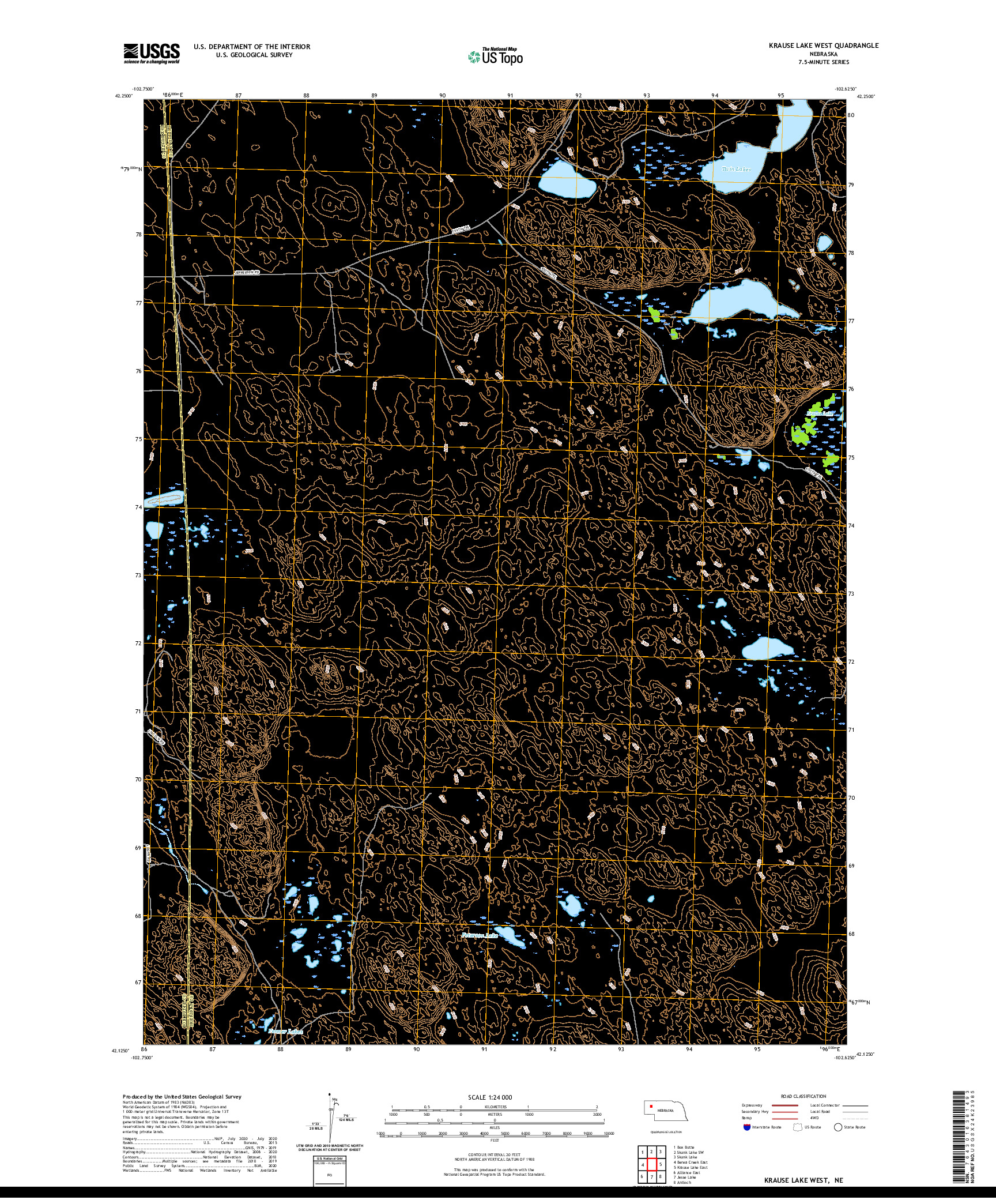 USGS US TOPO 7.5-MINUTE MAP FOR KRAUSE LAKE WEST, NE 2021