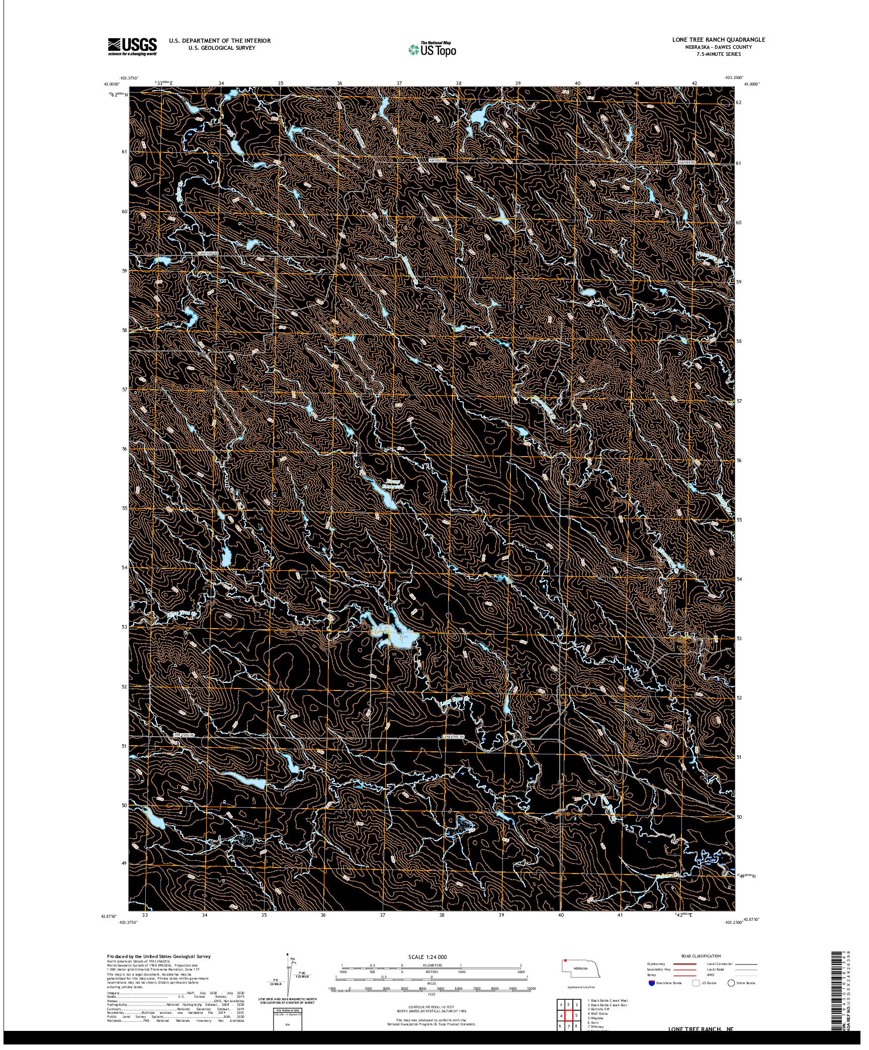 USGS US TOPO 7.5-MINUTE MAP FOR LONE TREE RANCH, NE 2021