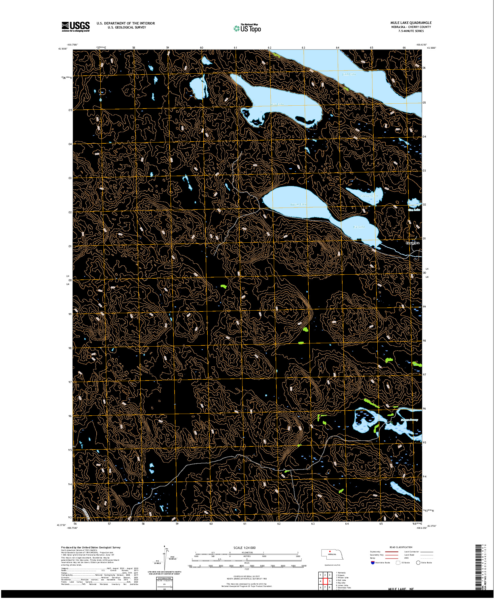 USGS US TOPO 7.5-MINUTE MAP FOR MULE LAKE, NE 2021