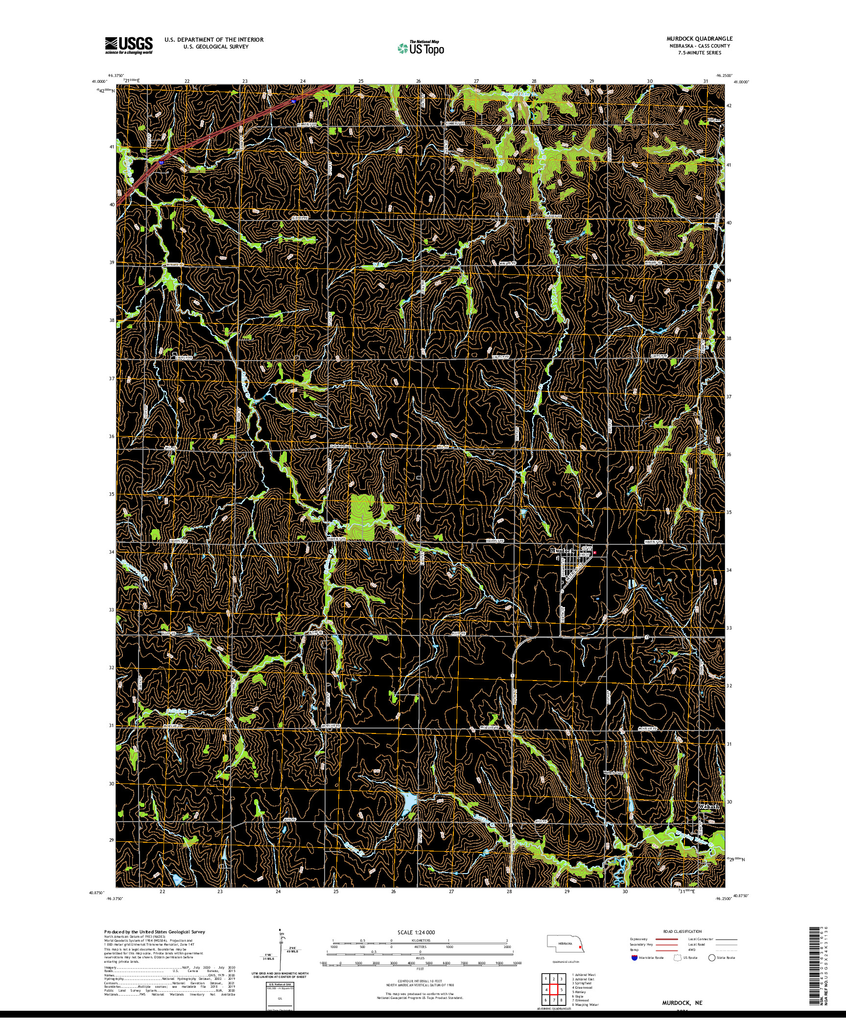 USGS US TOPO 7.5-MINUTE MAP FOR MURDOCK, NE 2021