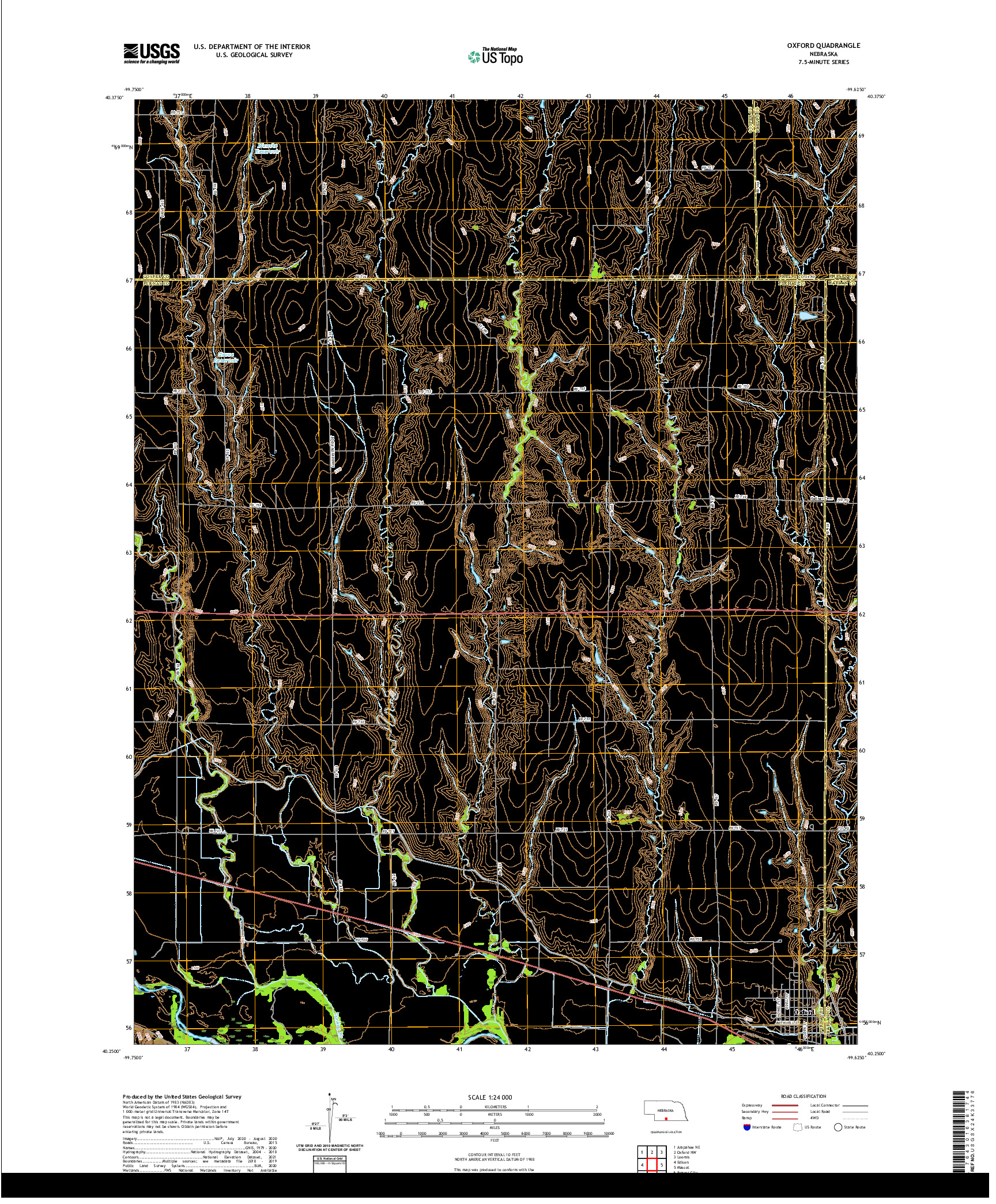 USGS US TOPO 7.5-MINUTE MAP FOR OXFORD, NE 2021