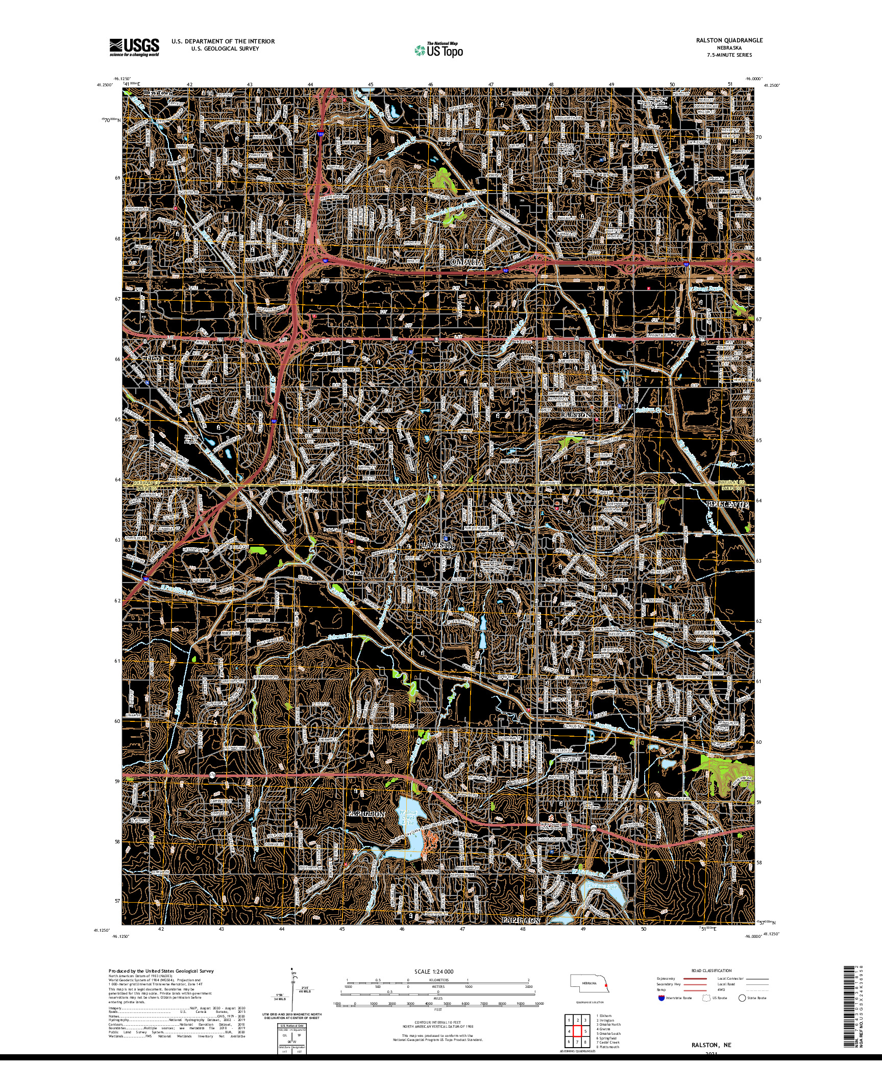 USGS US TOPO 7.5-MINUTE MAP FOR RALSTON, NE 2021