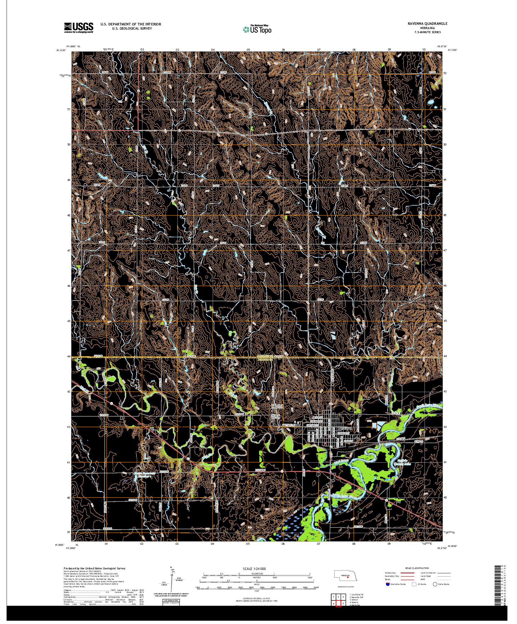 USGS US TOPO 7.5-MINUTE MAP FOR RAVENNA, NE 2021
