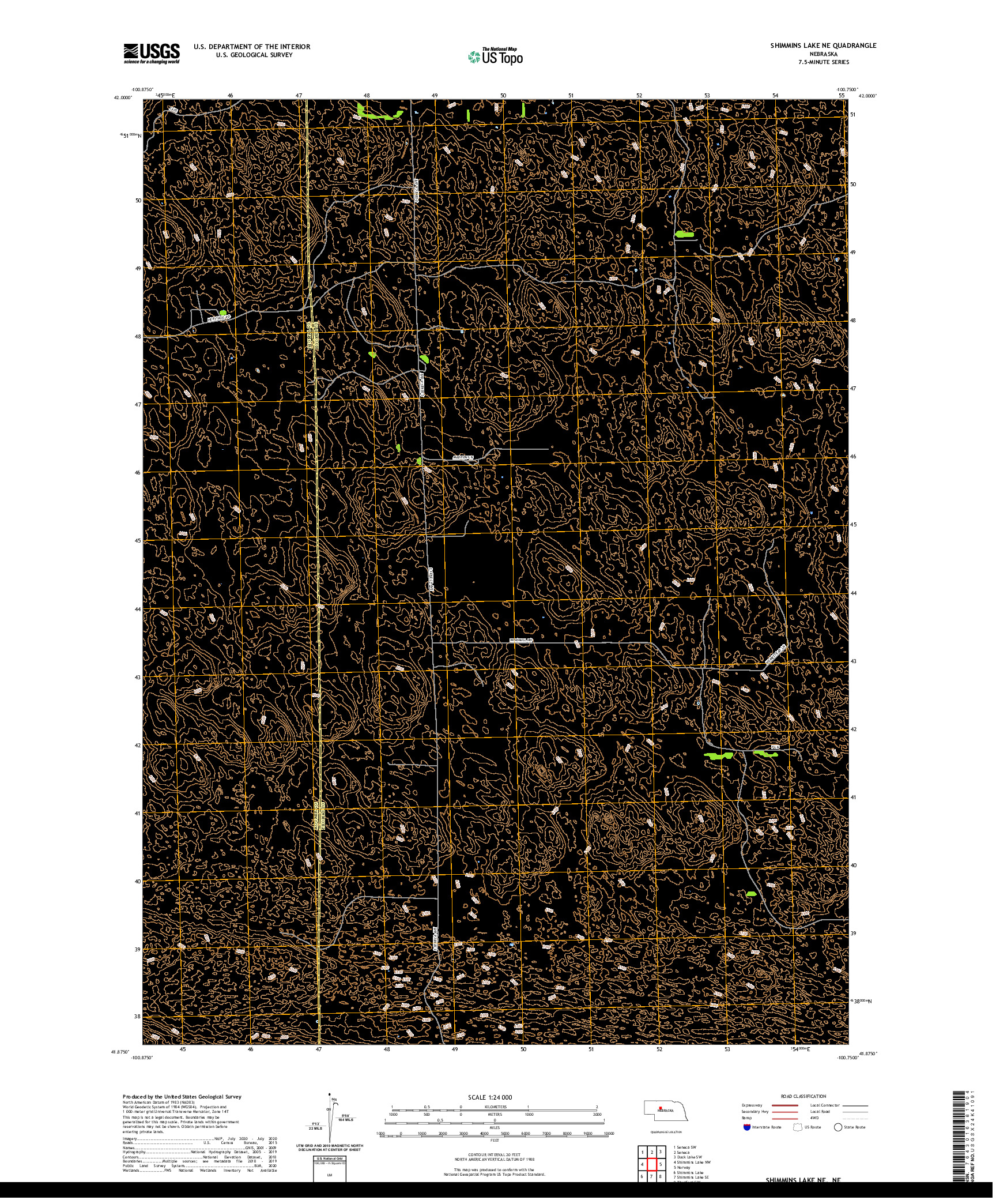 USGS US TOPO 7.5-MINUTE MAP FOR SHIMMINS LAKE NE, NE 2021