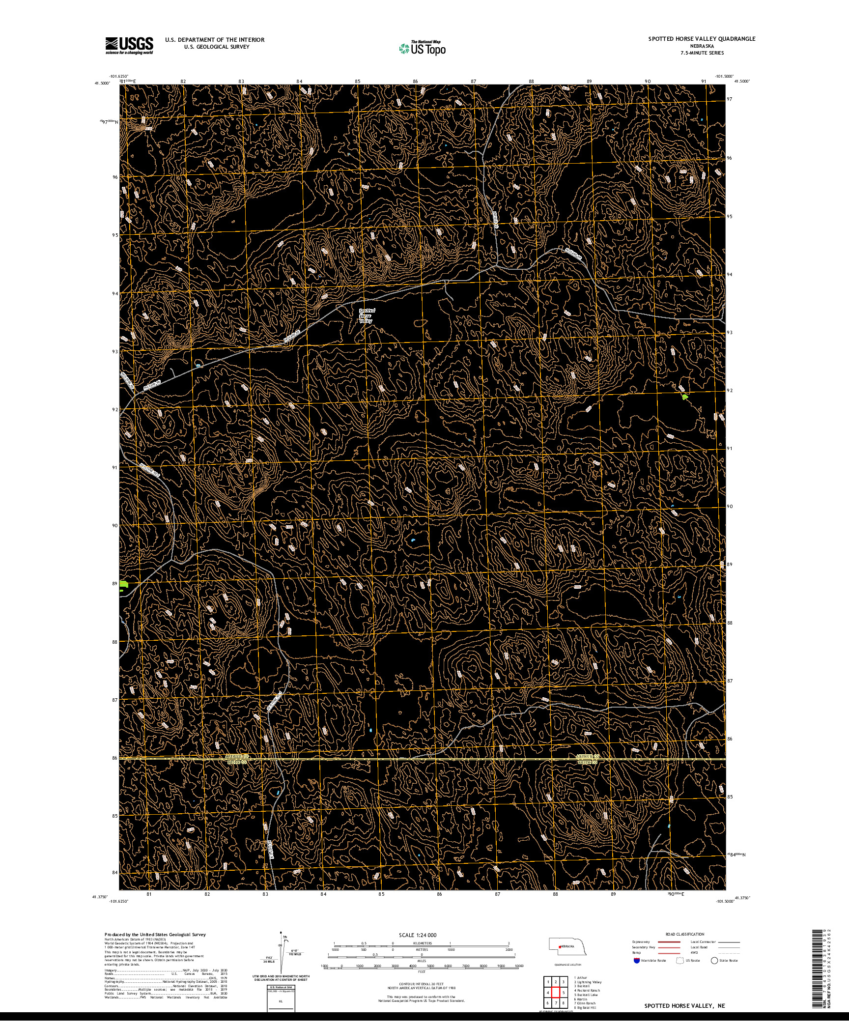 USGS US TOPO 7.5-MINUTE MAP FOR SPOTTED HORSE VALLEY, NE 2021