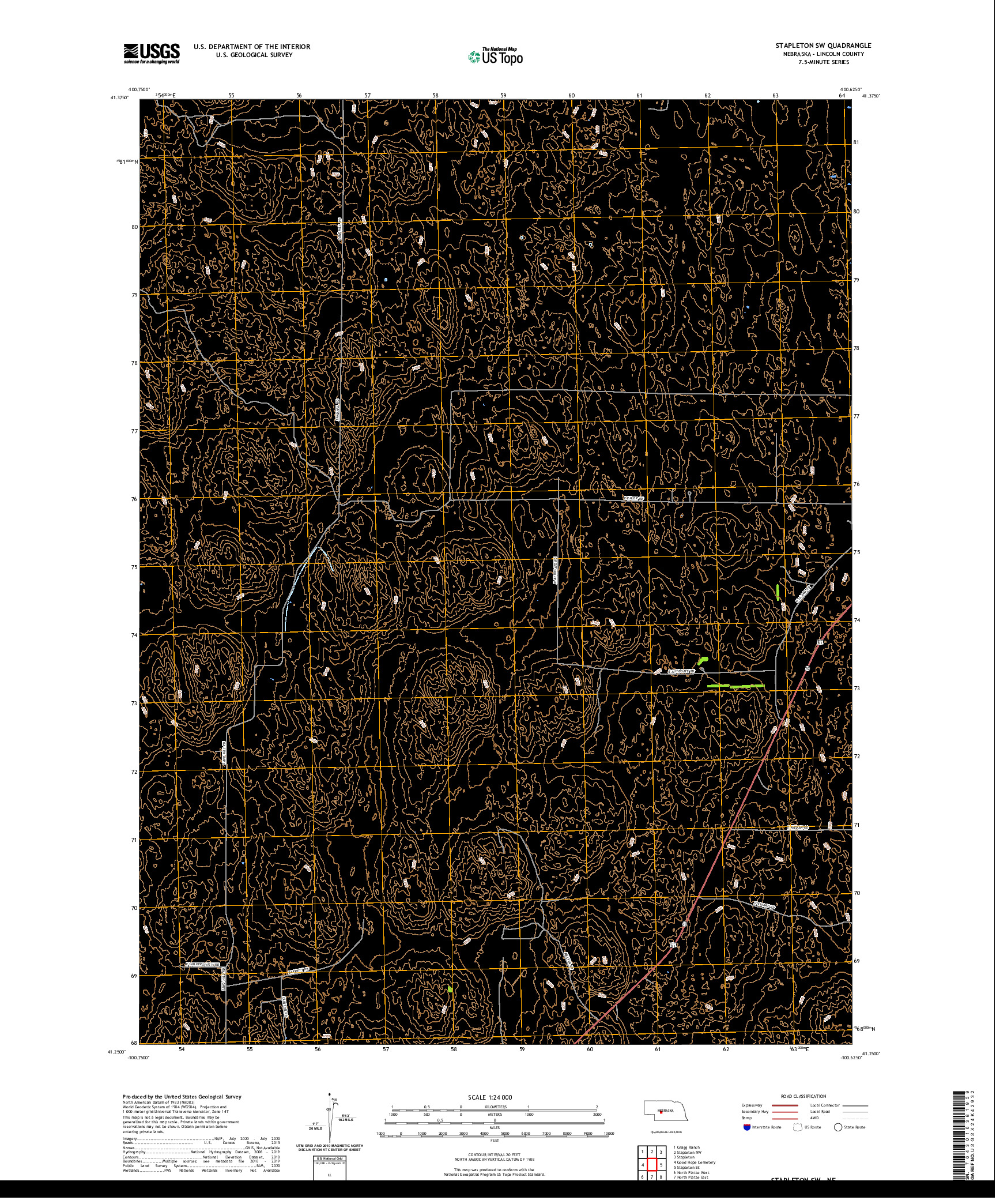 USGS US TOPO 7.5-MINUTE MAP FOR STAPLETON SW, NE 2021