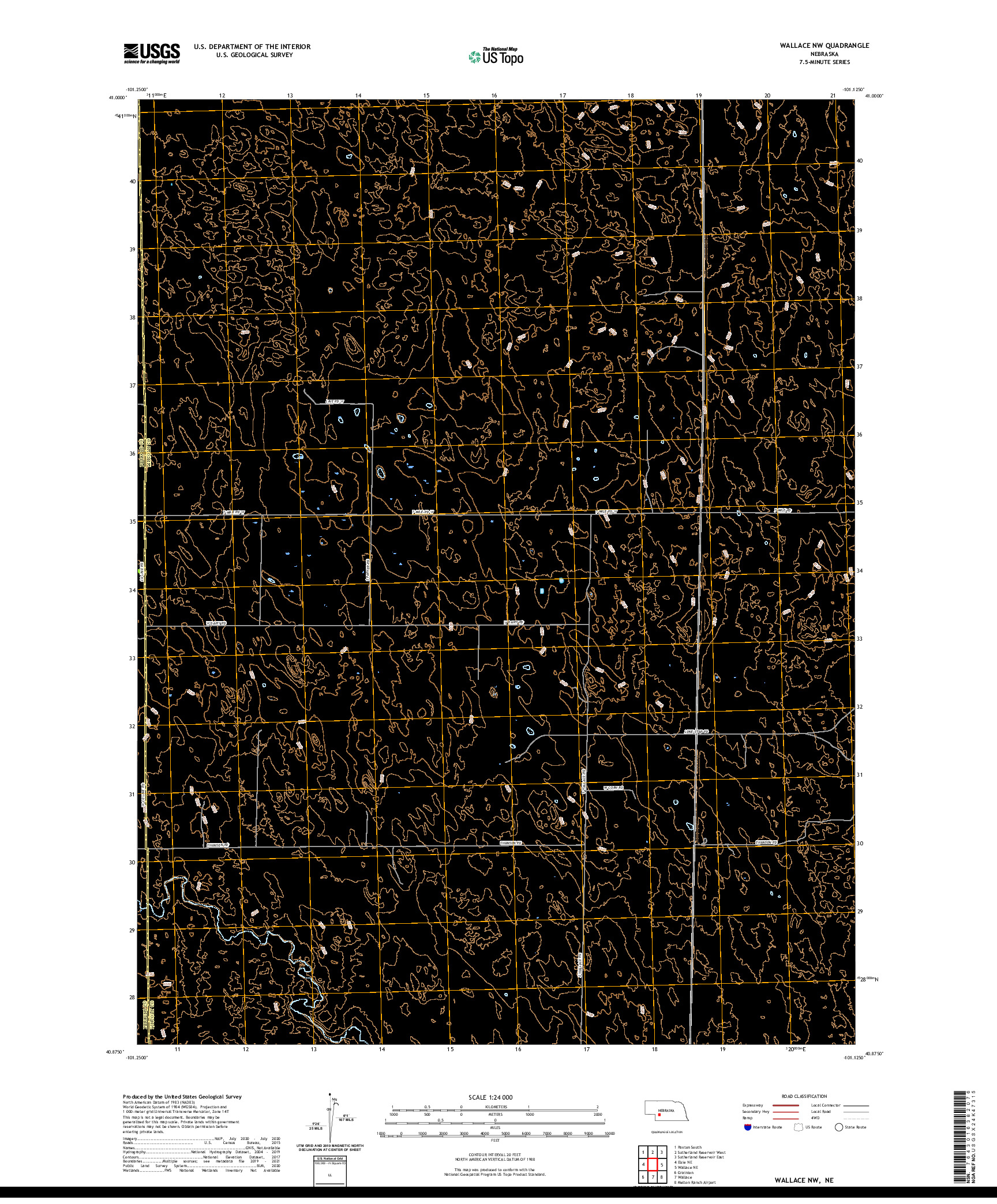 USGS US TOPO 7.5-MINUTE MAP FOR WALLACE NW, NE 2021