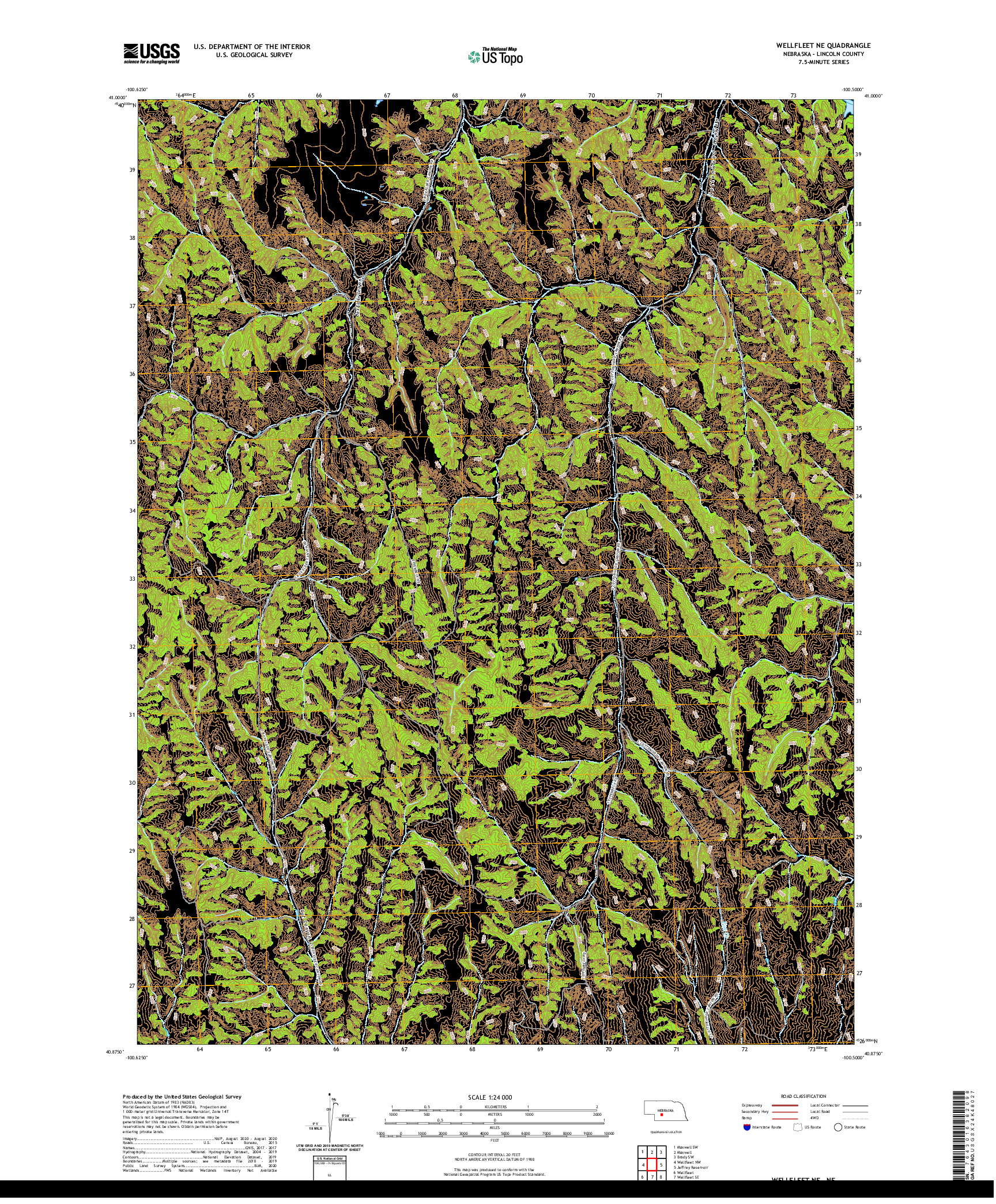 USGS US TOPO 7.5-MINUTE MAP FOR WELLFLEET NE, NE 2021