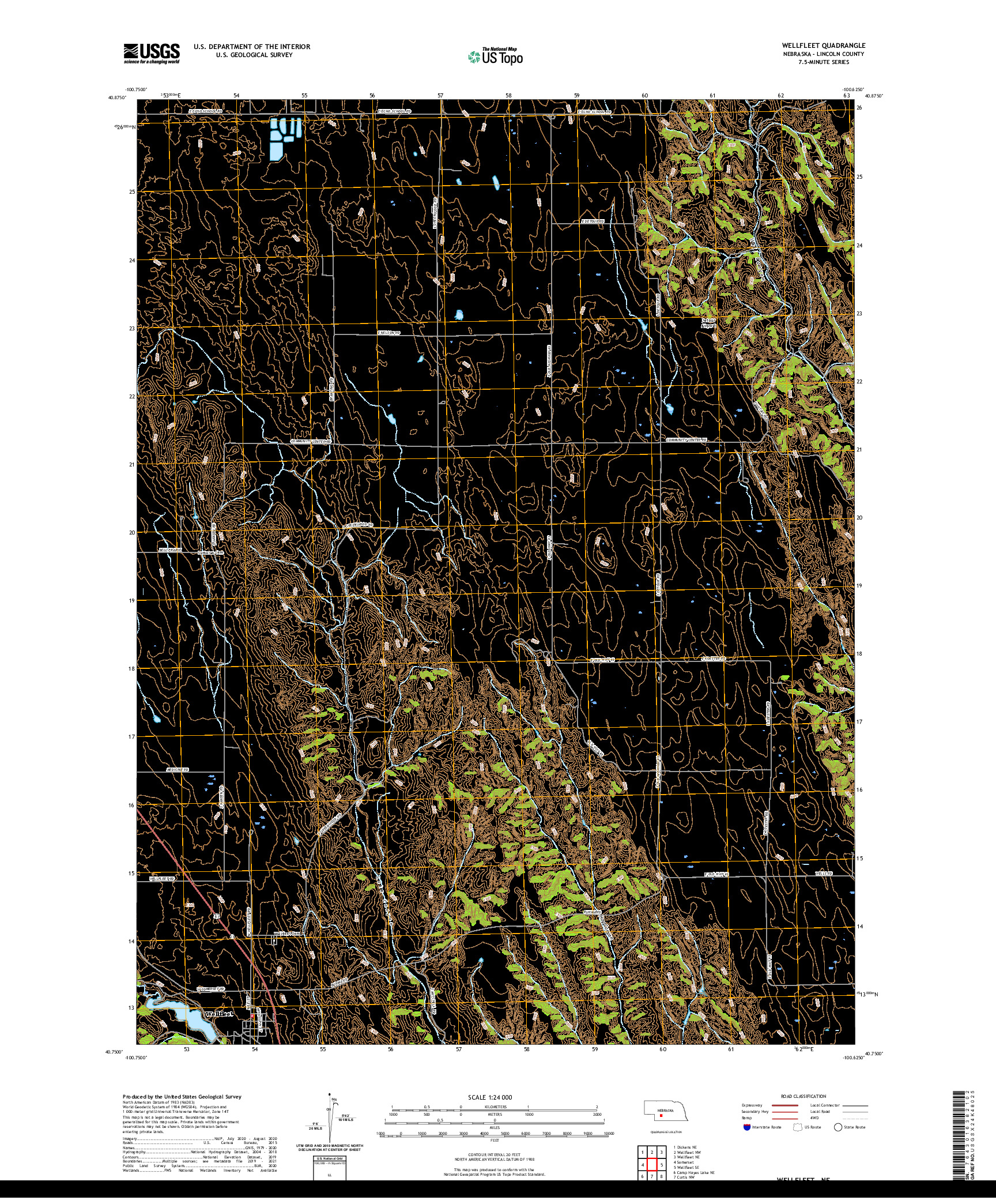 USGS US TOPO 7.5-MINUTE MAP FOR WELLFLEET, NE 2021