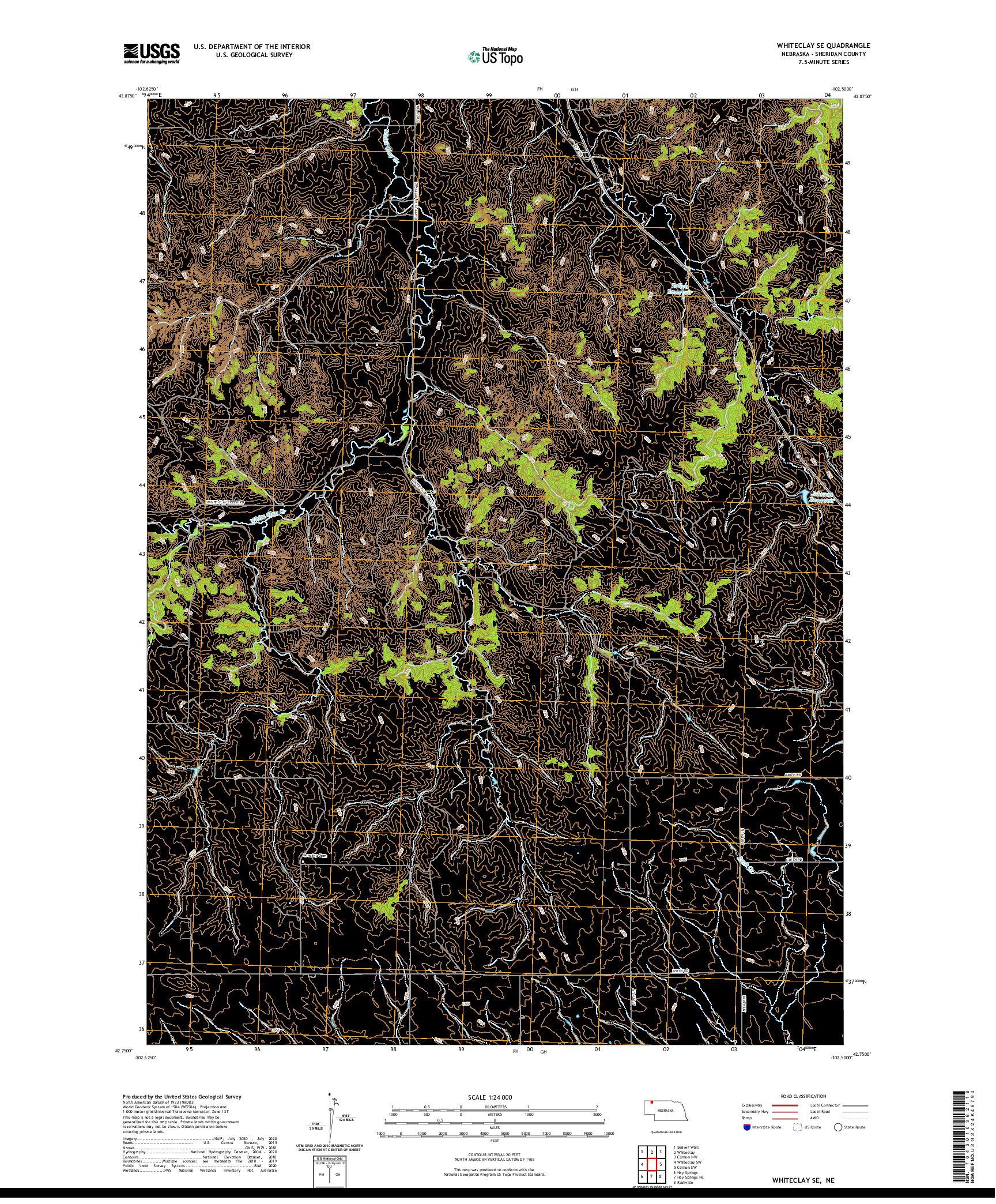 USGS US TOPO 7.5-MINUTE MAP FOR WHITECLAY SE, NE 2021