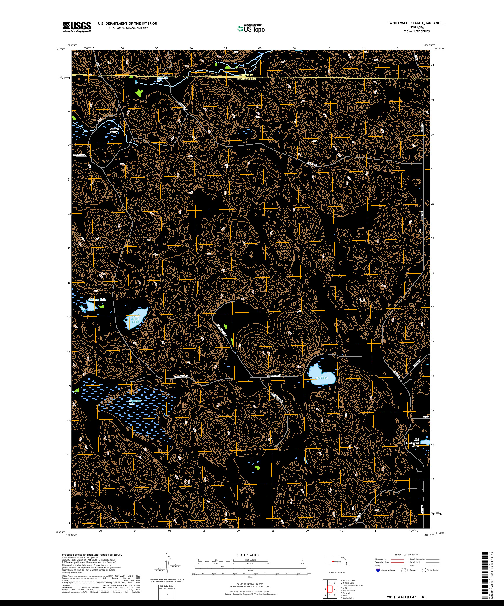 USGS US TOPO 7.5-MINUTE MAP FOR WHITEWATER LAKE, NE 2021