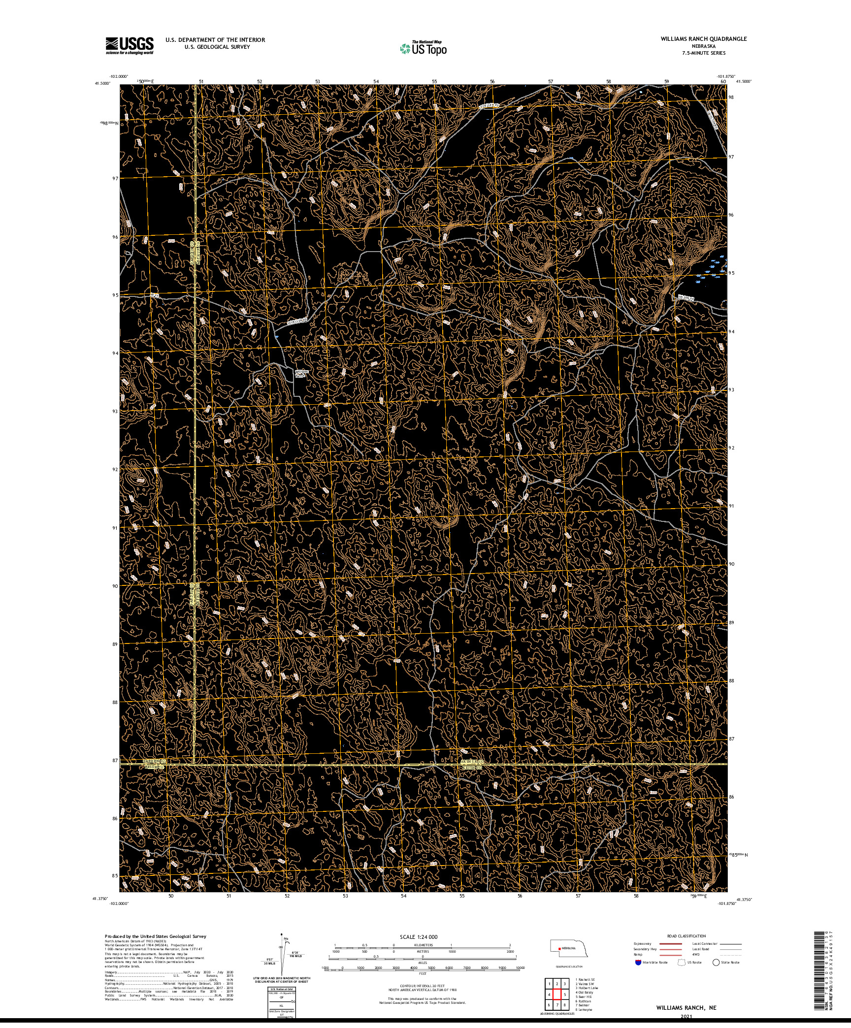 USGS US TOPO 7.5-MINUTE MAP FOR WILLIAMS RANCH, NE 2021