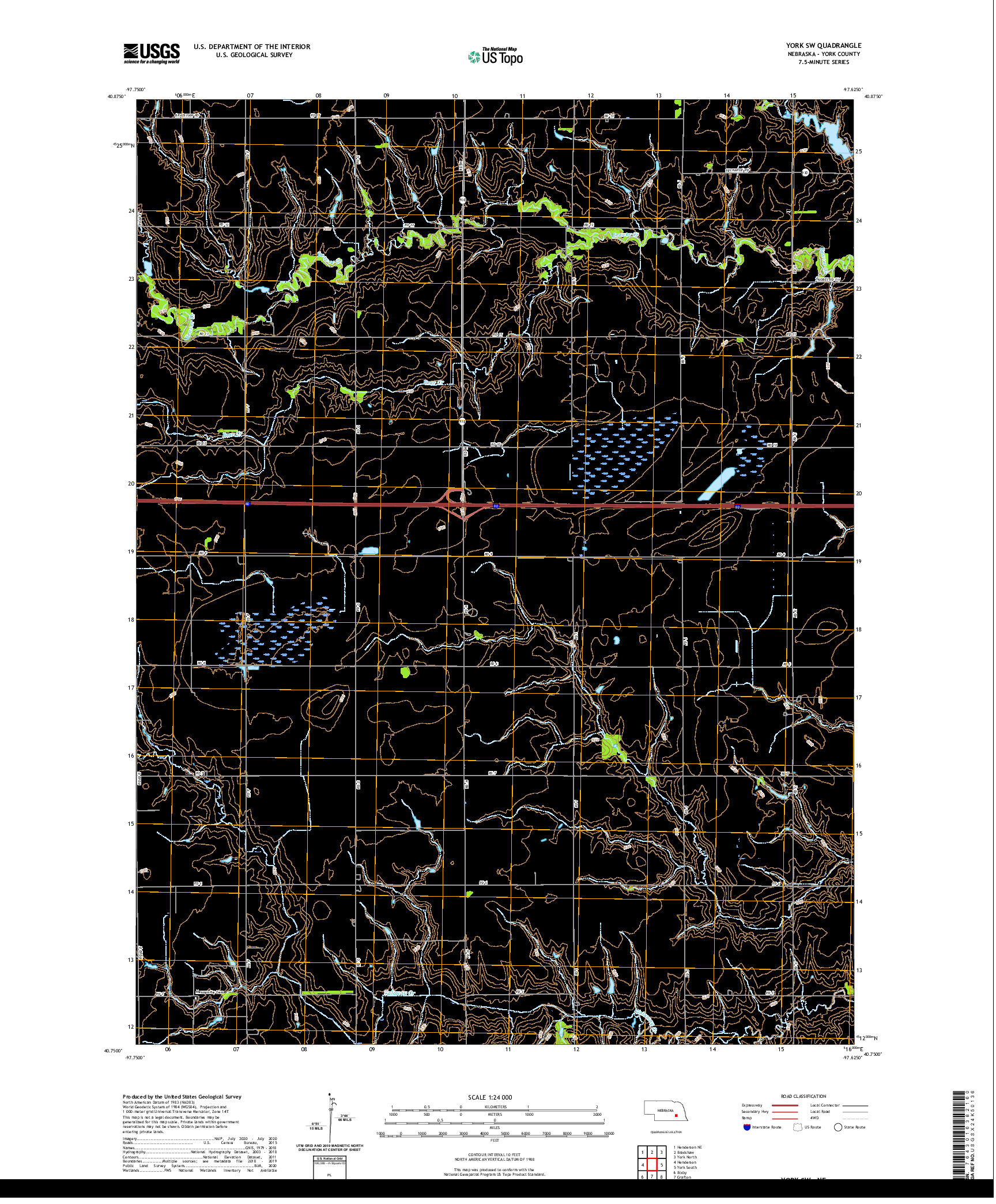 USGS US TOPO 7.5-MINUTE MAP FOR YORK SW, NE 2021