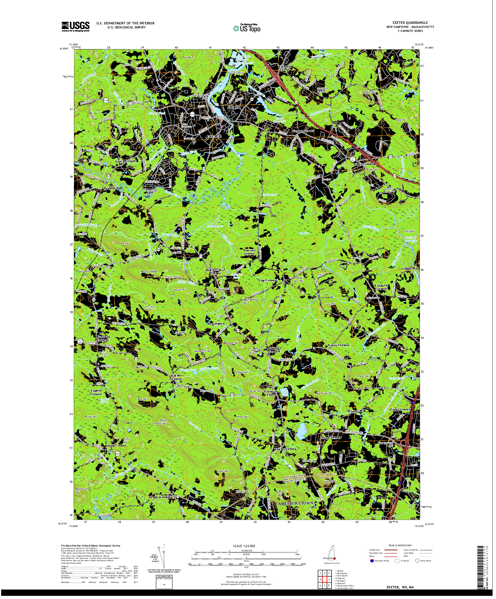 USGS US TOPO 7.5-MINUTE MAP FOR EXETER, NH,MA 2021