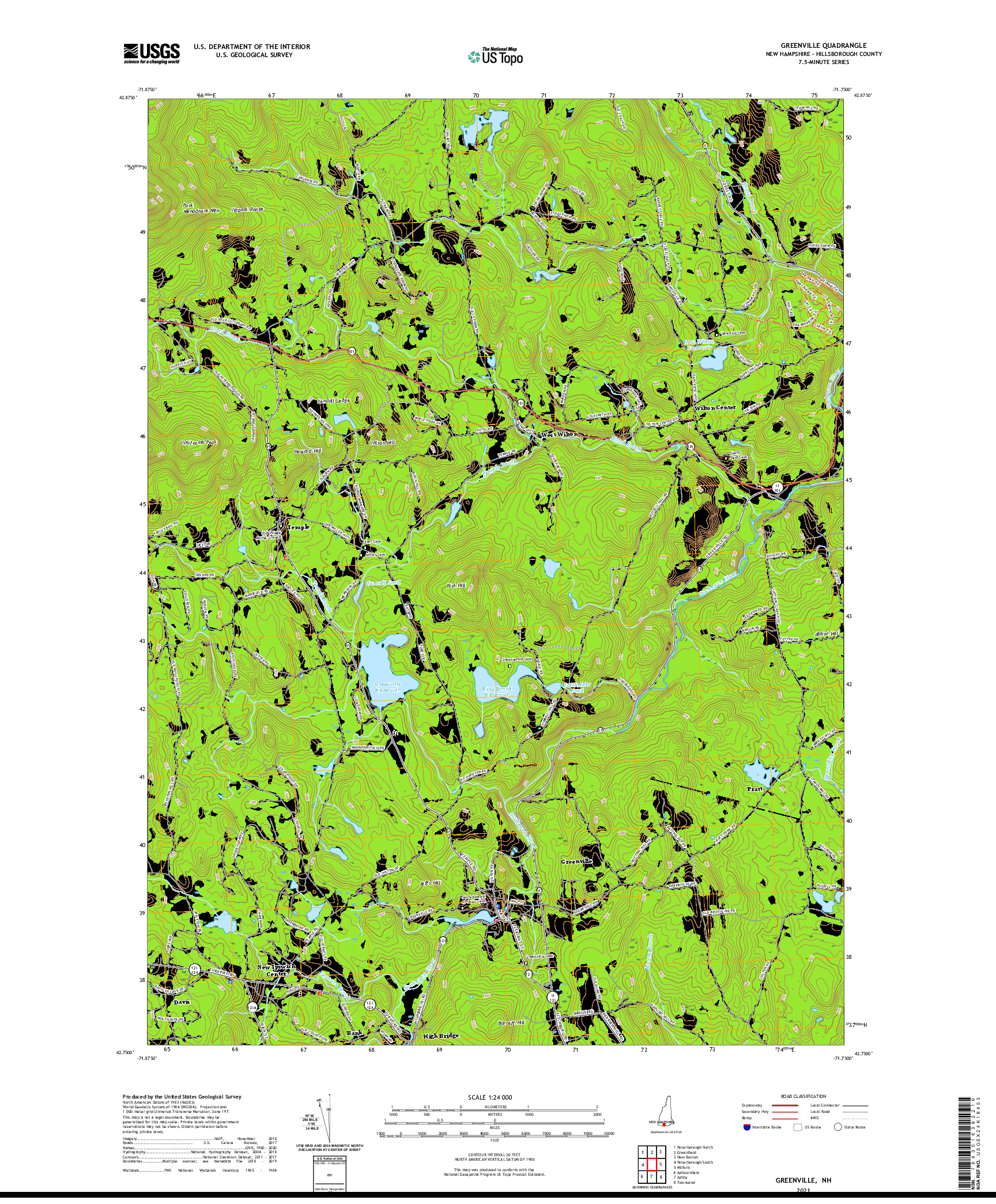 USGS US TOPO 7.5-MINUTE MAP FOR GREENVILLE, NH 2021