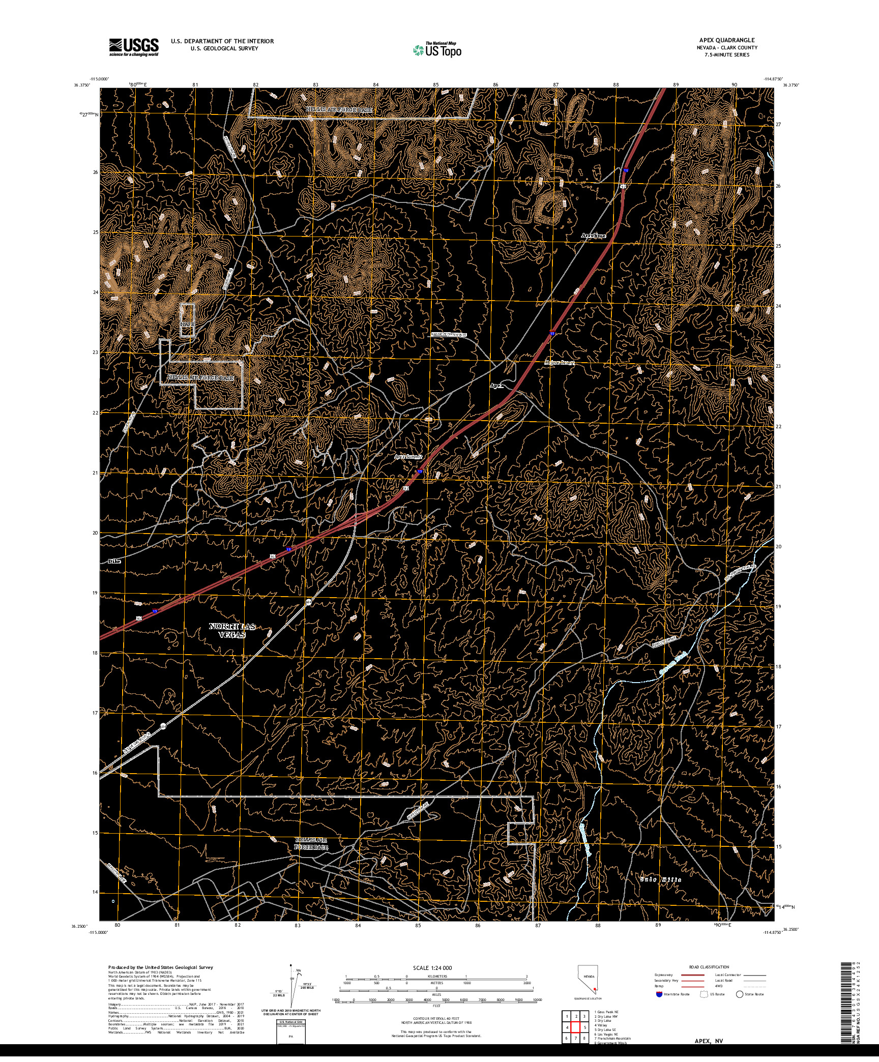 US TOPO 7.5-MINUTE MAP FOR APEX, NV