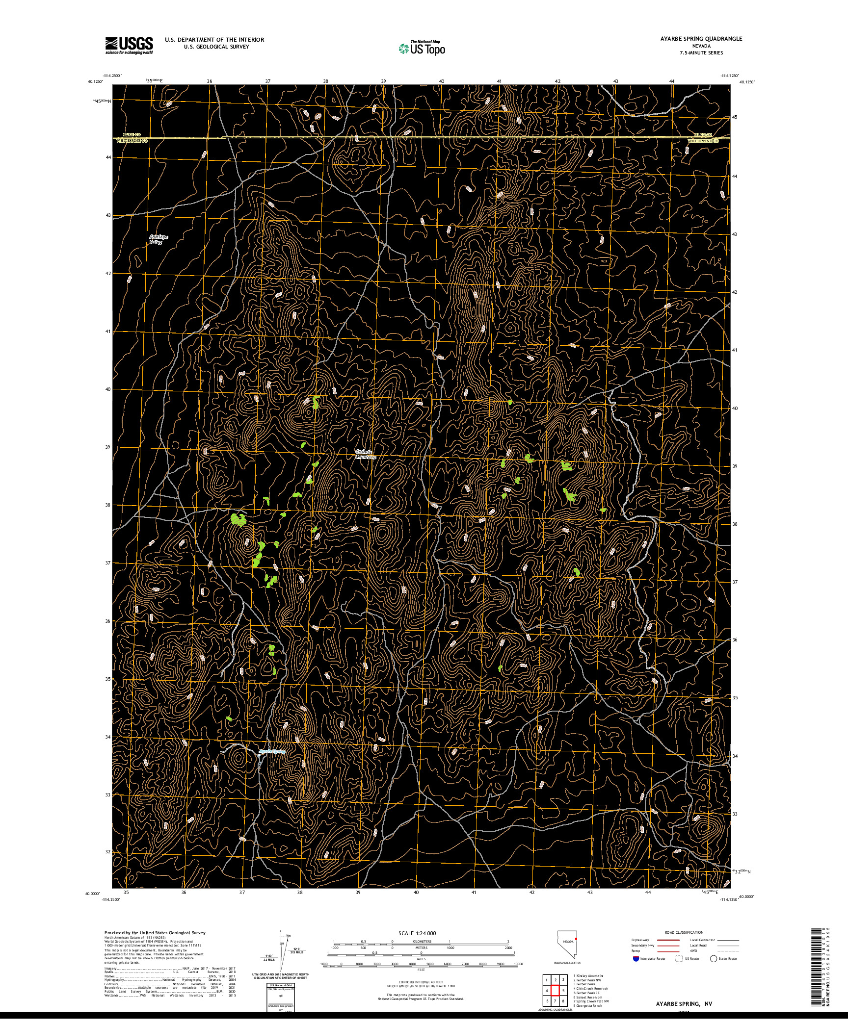 US TOPO 7.5-MINUTE MAP FOR AYARBE SPRING, NV