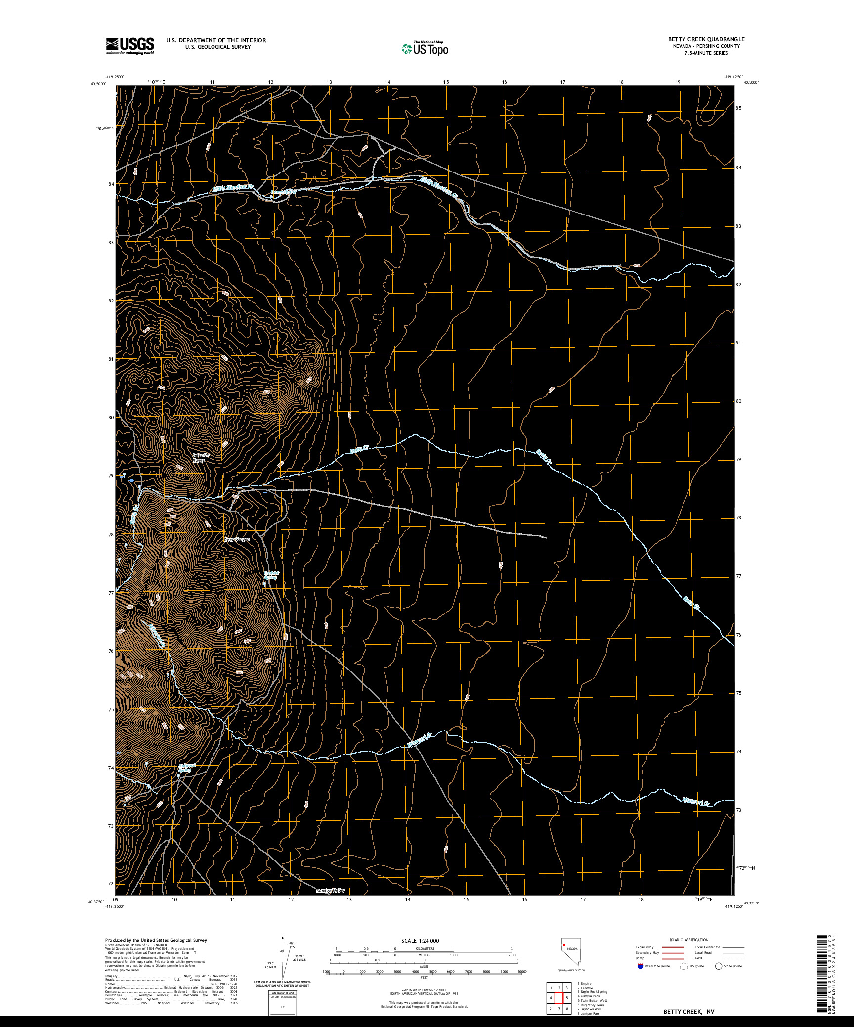 US TOPO 7.5-MINUTE MAP FOR BETTY CREEK, NV