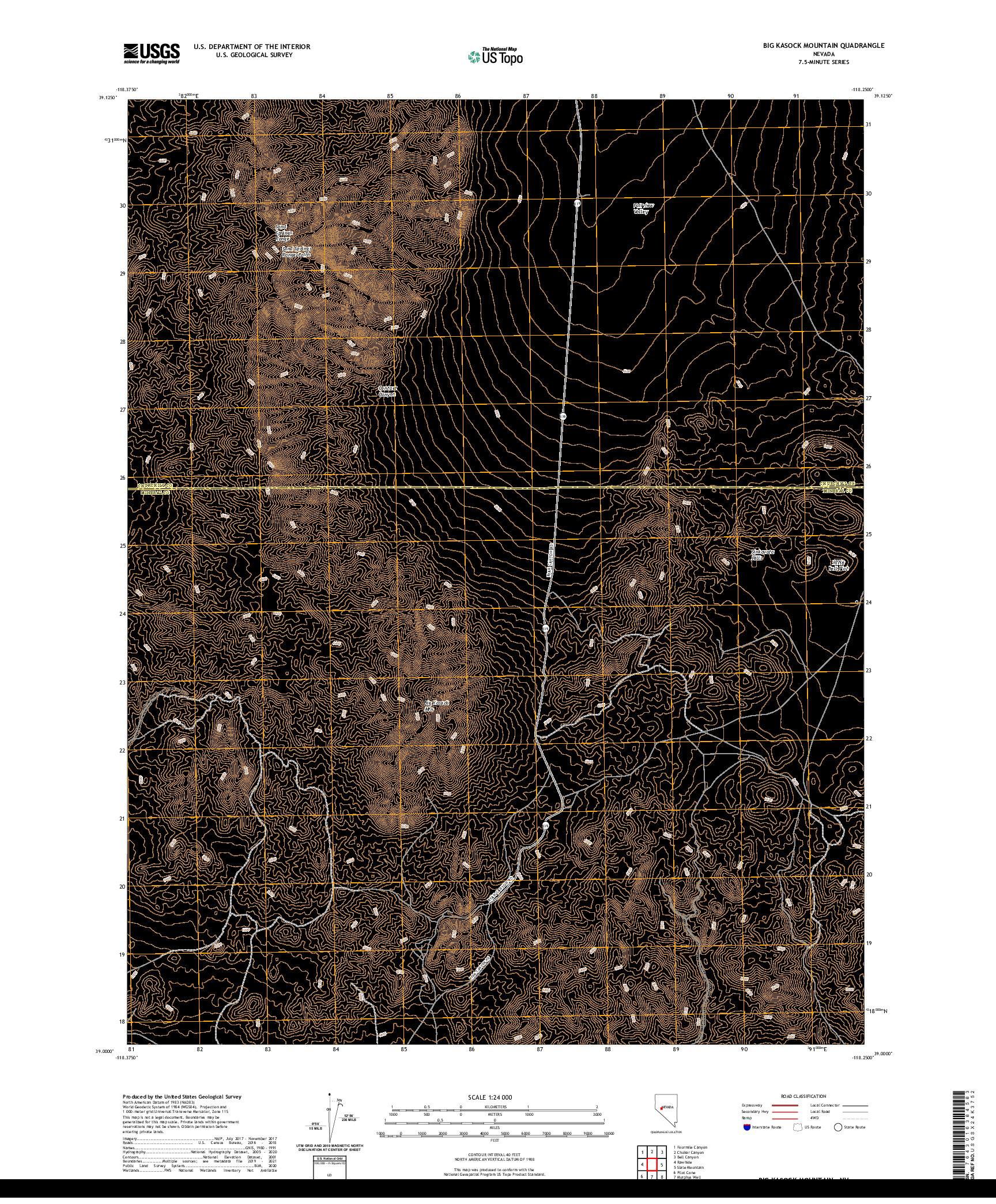 US TOPO 7.5-MINUTE MAP FOR BIG KASOCK MOUNTAIN, NV