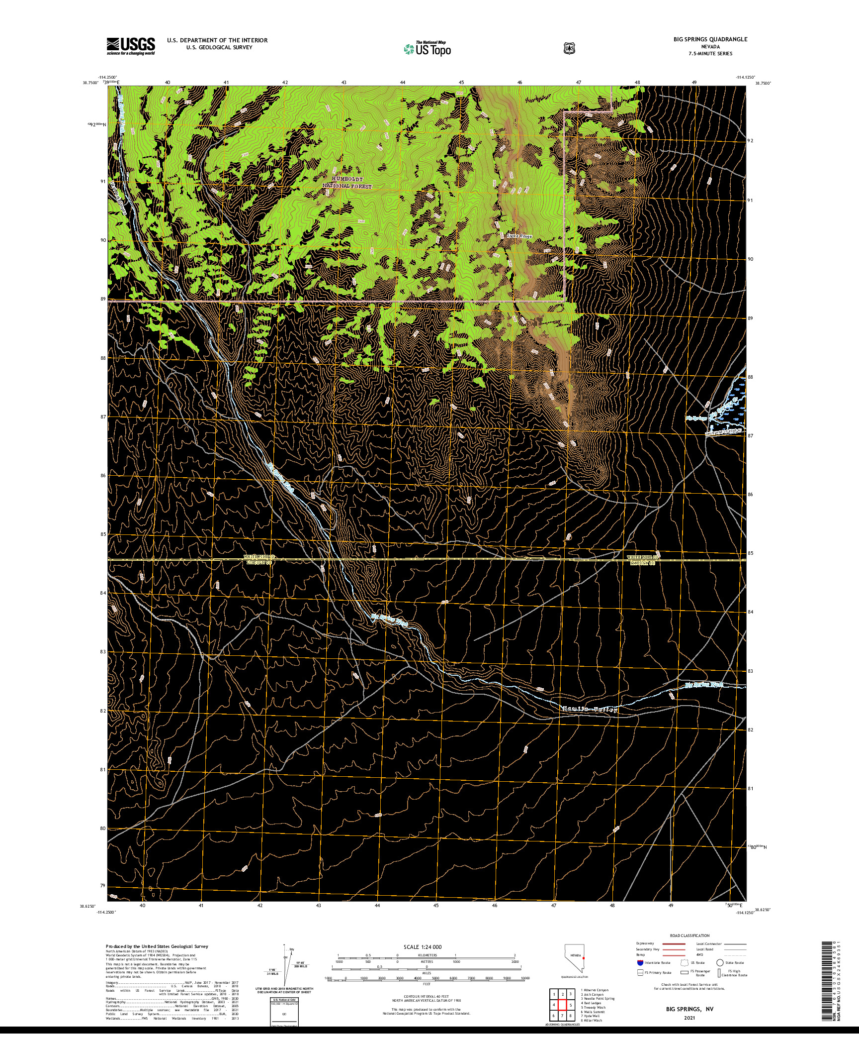 US TOPO 7.5-MINUTE MAP FOR BIG SPRINGS, NV