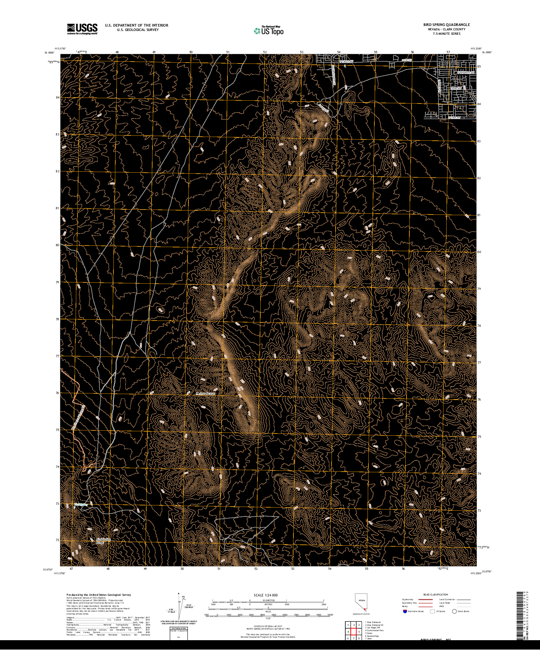 US TOPO 7.5-MINUTE MAP FOR BIRD SPRING, NV