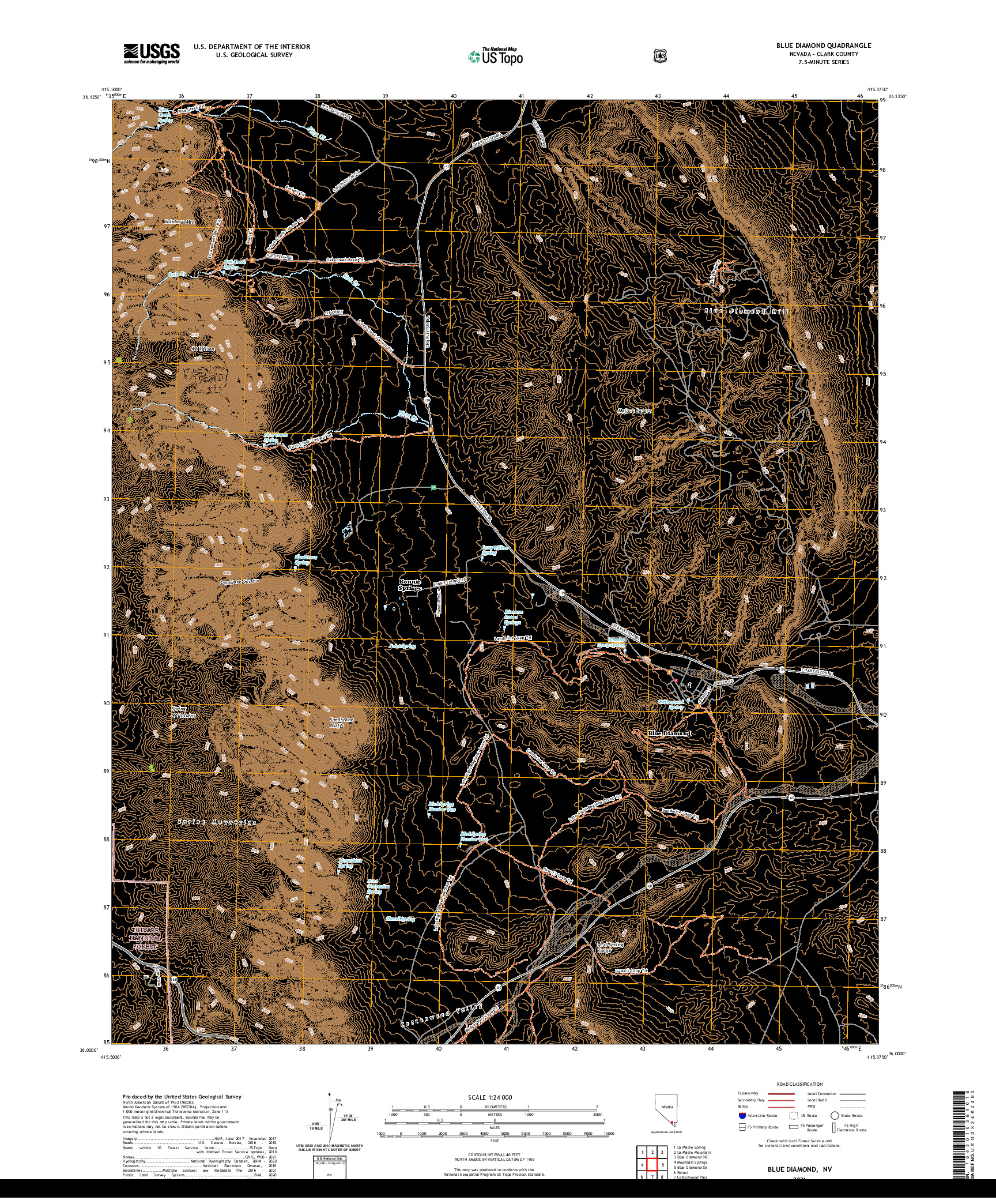 US TOPO 7.5-MINUTE MAP FOR BLUE DIAMOND, NV