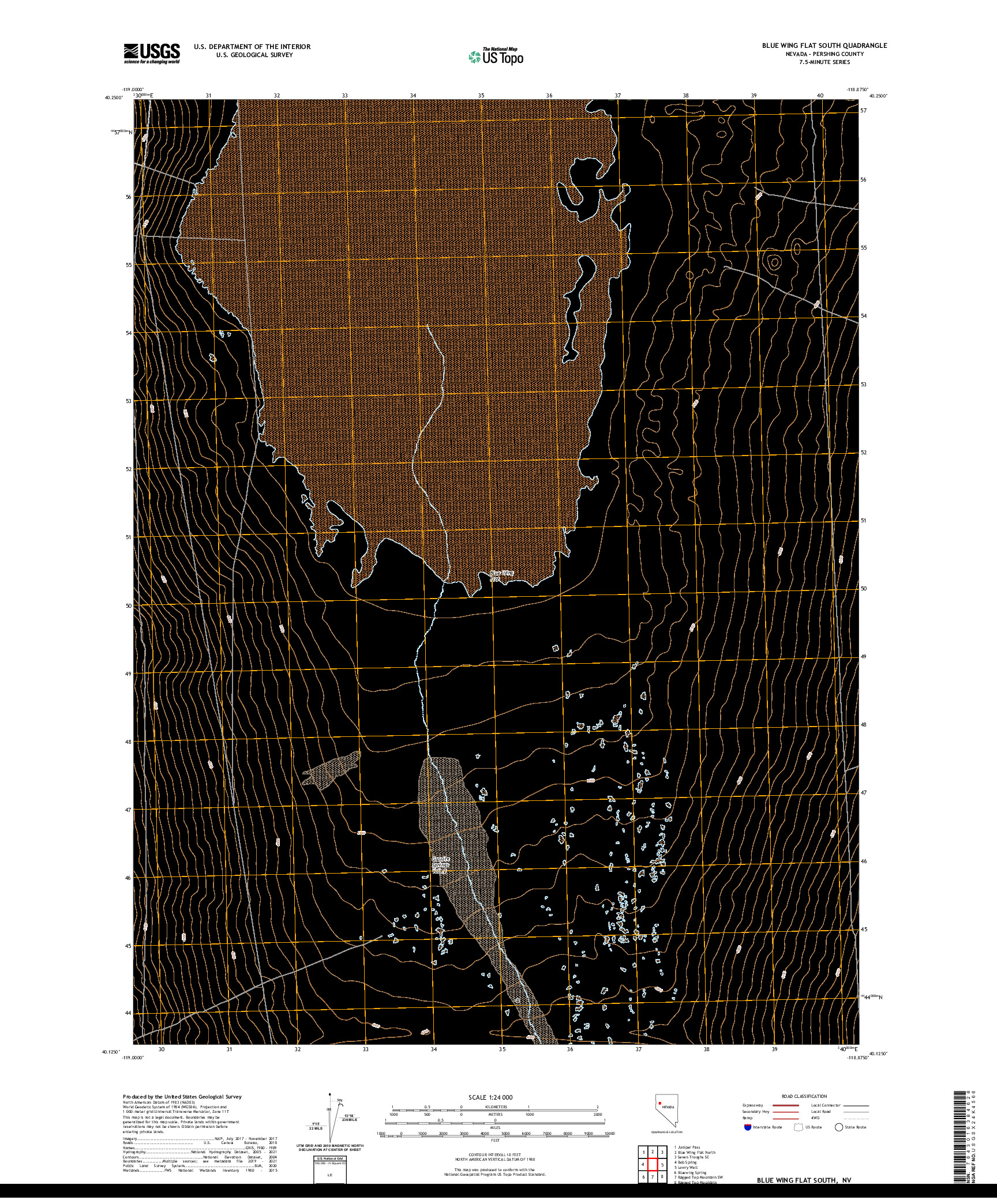 US TOPO 7.5-MINUTE MAP FOR BLUE WING FLAT SOUTH, NV