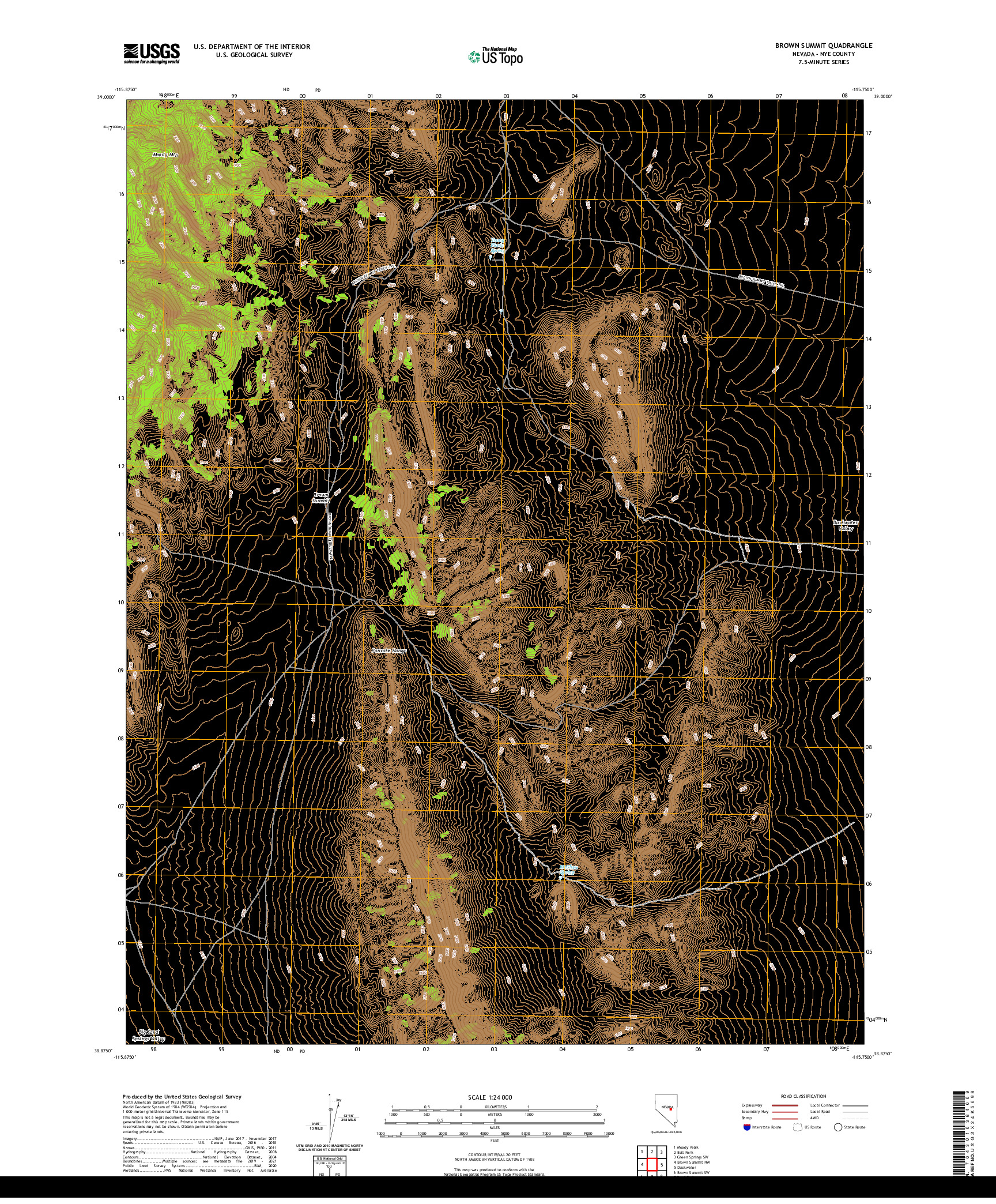 US TOPO 7.5-MINUTE MAP FOR BROWN SUMMIT, NV