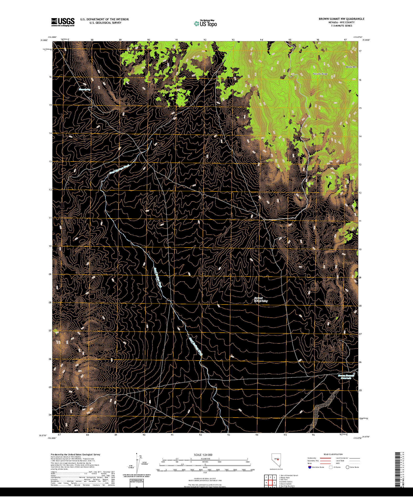 US TOPO 7.5-MINUTE MAP FOR BROWN SUMMIT NW, NV