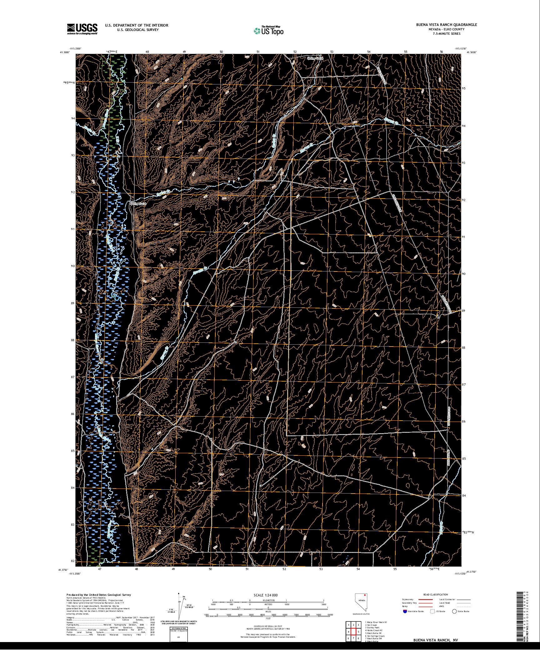 US TOPO 7.5-MINUTE MAP FOR BUENA VISTA RANCH, NV